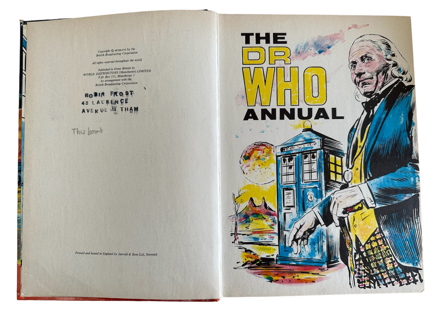 Vintage Dr Who Annual 1966 from the first Doctor William Hartnell era - Very Good Condition