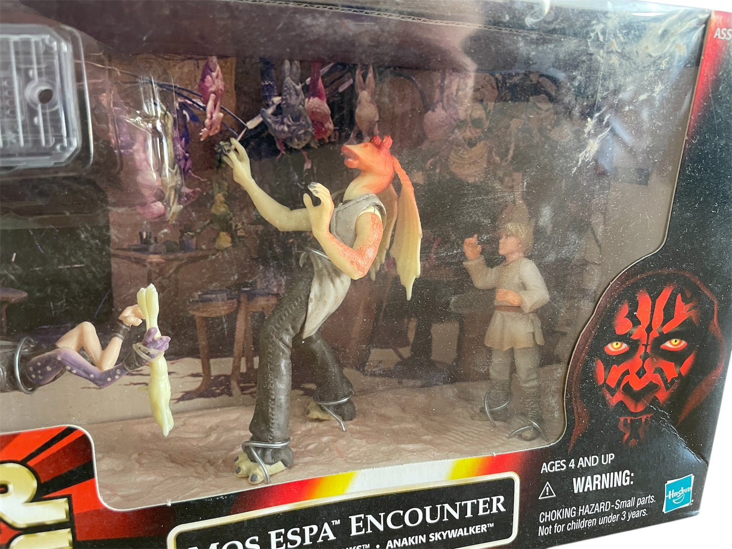 Vintage 1999 Star Wars Episode 1 The Phantom Menace Mos Espa Encounter Action Figure Set 3 Pack With Exclusive Comm Talk Chip - Brand New Factory Sealed Shop Stock Room Find