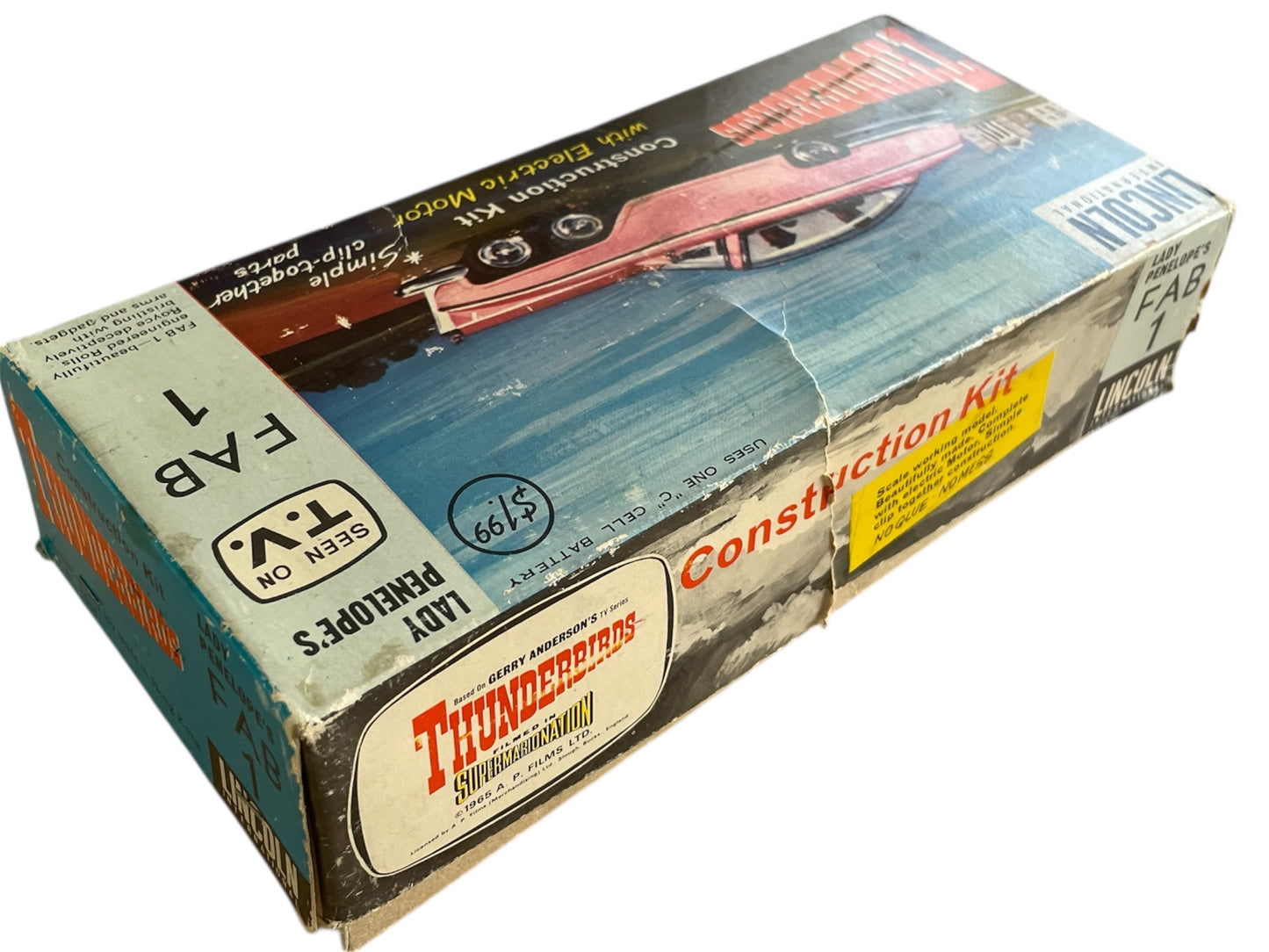 Vintage 1965 Lincoln International - Gerry Andersons Thunderbirds FAB 1 Snap Together Construction Kit With Electric Motor - Unsold Shop Stock - Mint Condition In The Box
