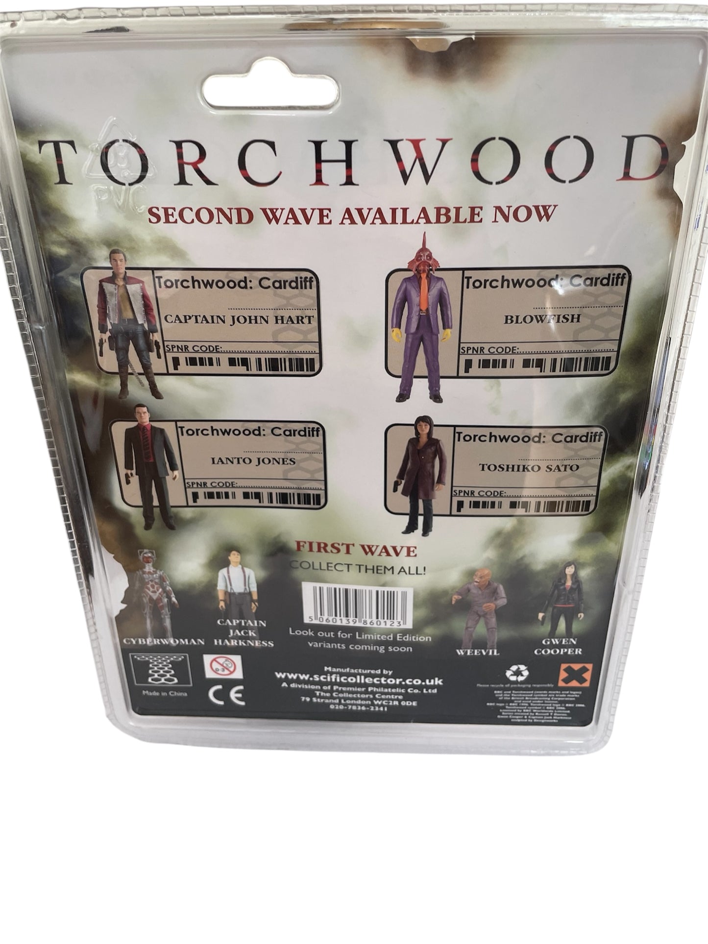Vintage 2006 Dr Who Spin Off - Torchwood Wave Two Blowfish Highly Detailed Poseable Action Figure With Detachable Display Plinth - Brand New Factory Sealed Shop Stock Room Find.