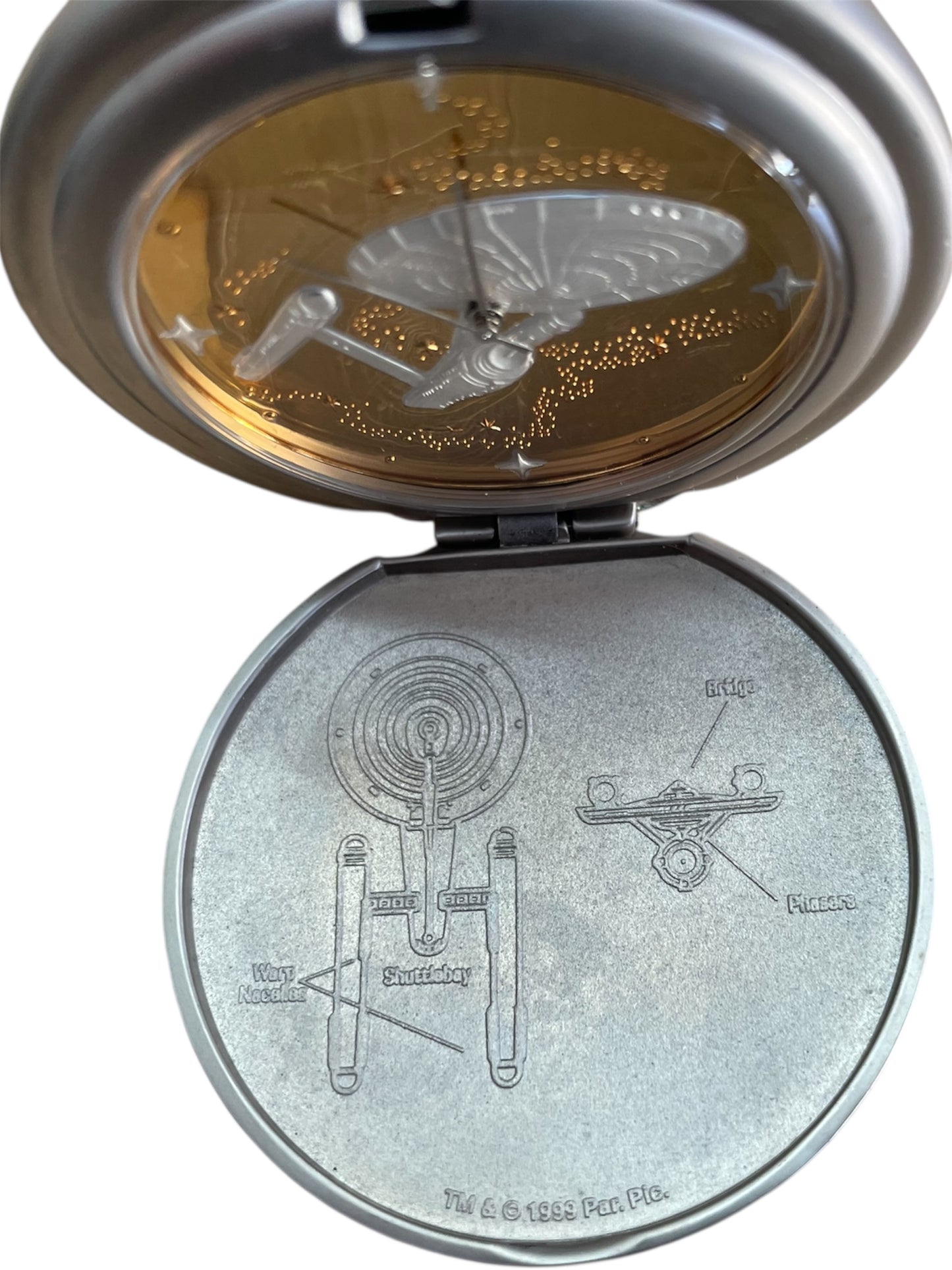 Vintage 2000 - Star Trek The Original Series USS Enterprise Official Collectors Pocket Watch - Former Shop Counter Display Item