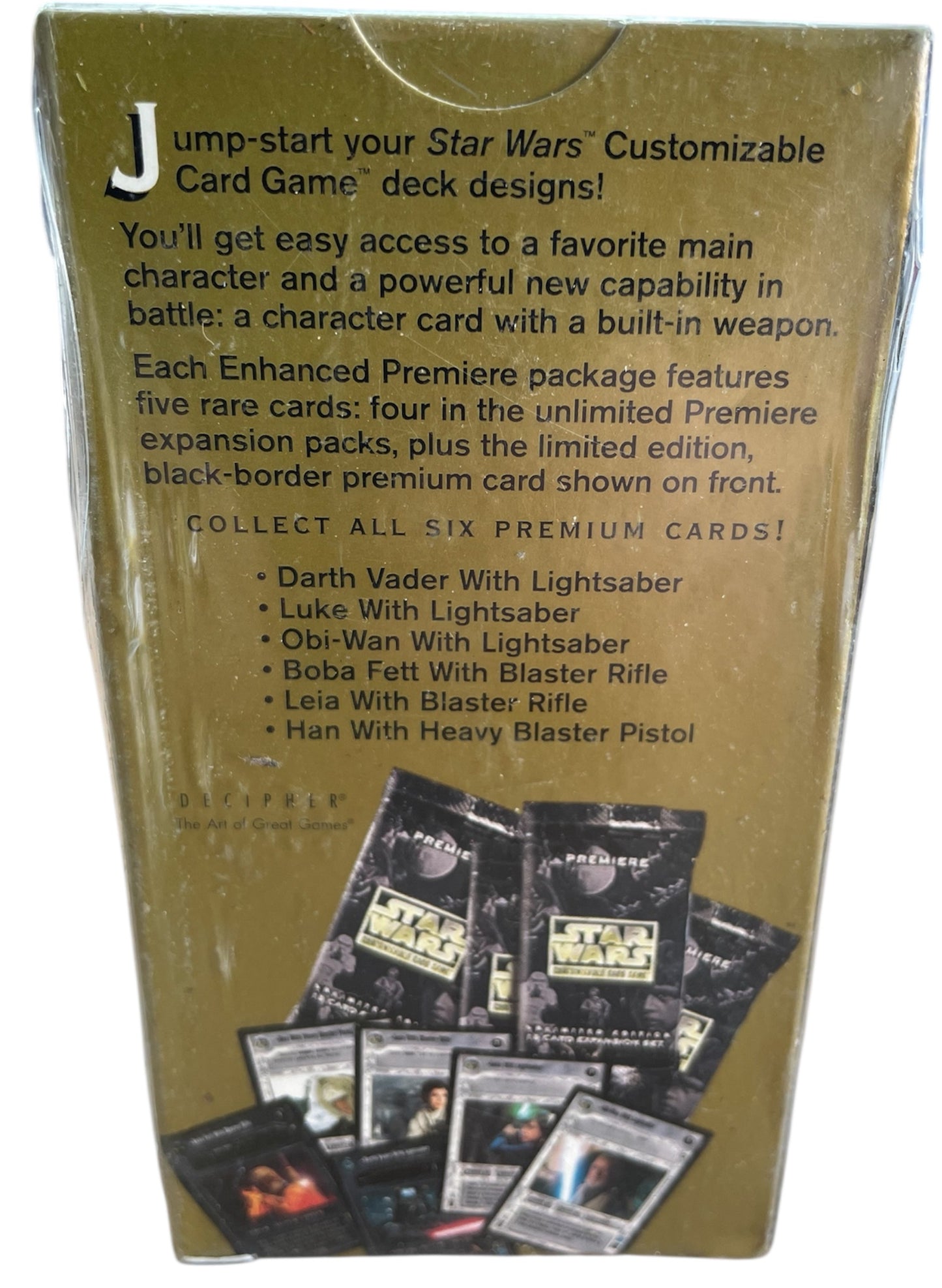 Vintage 1998 Star Wars The Original Trilogy Customizable Card Game Leia With Blaster Enhanced Premiere Limited Edition Four 15 Card Expansion Packs - Brand New Factory Sealed Shop Stock Room Find