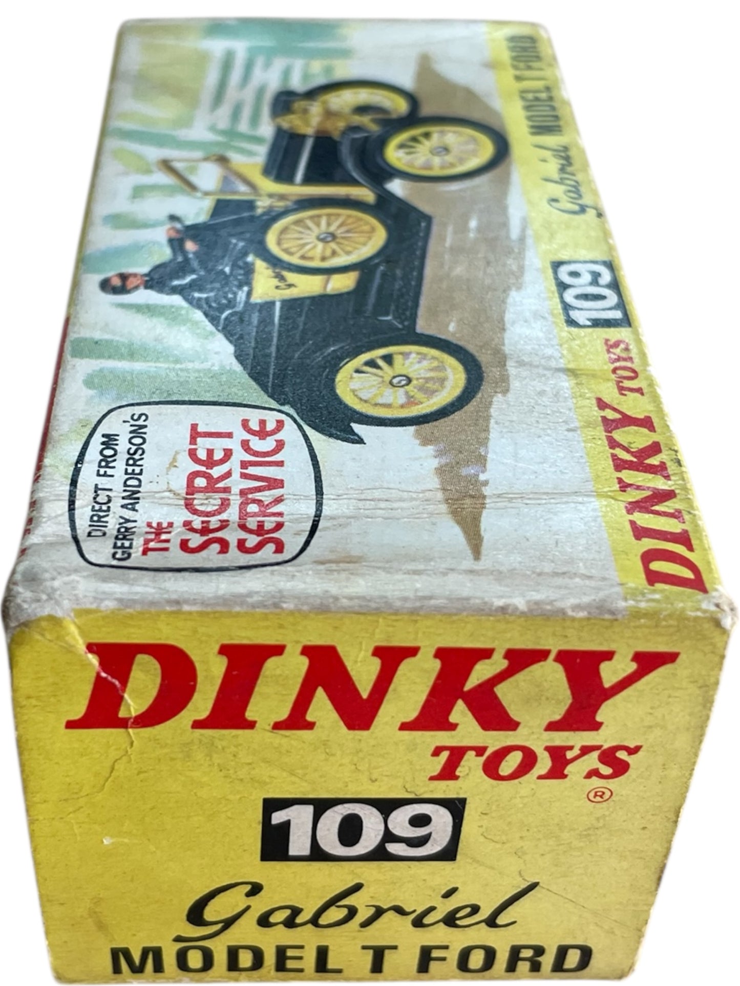 Vintage 1969 Gerry Andersons The Secret Service Dinky Toys Number 109 Gabriel Model T Ford Car Diecast Replica Vehicle - With Display Plinth & Original Box
