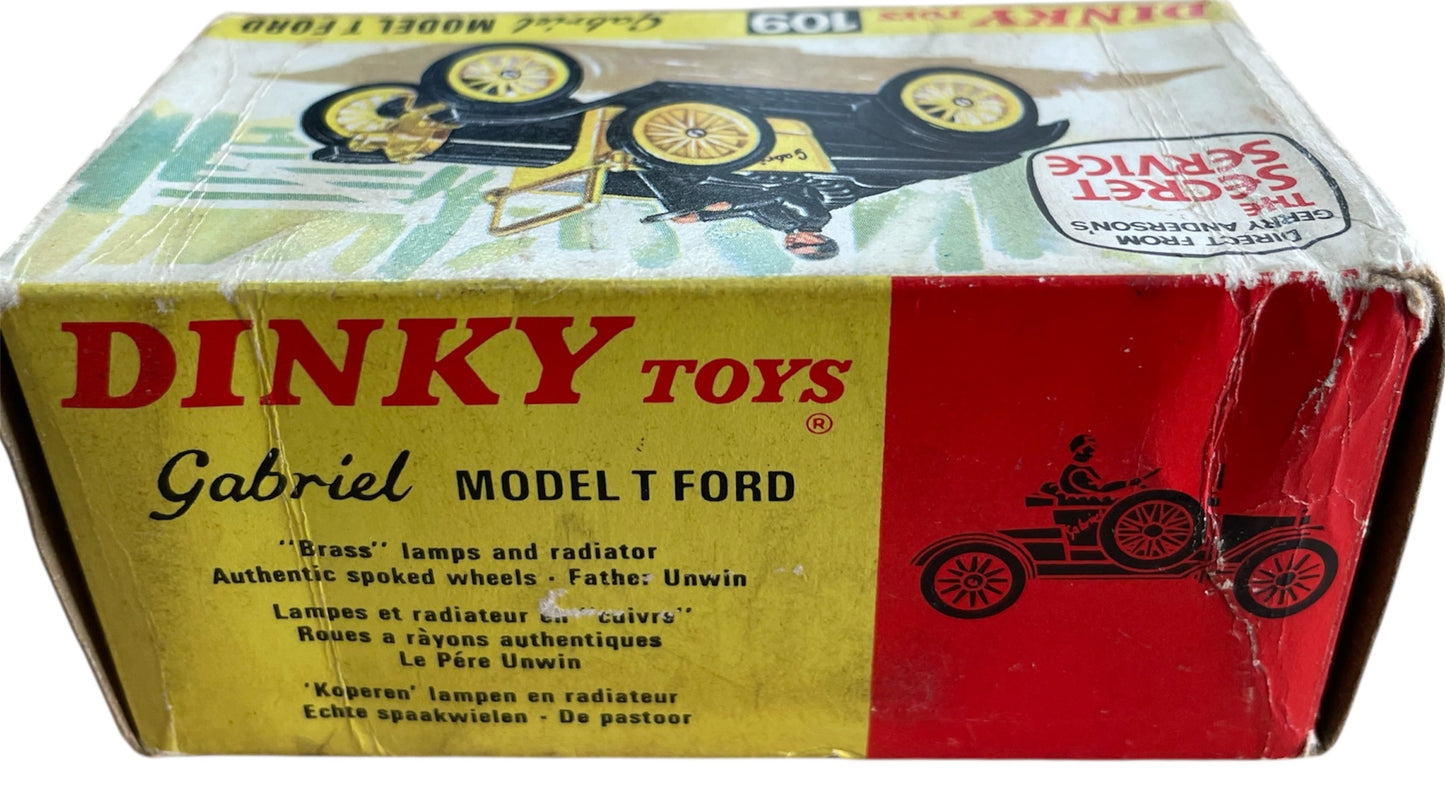 Vintage 1969 Gerry Andersons The Secret Service Dinky Toys Number 109 Gabriel Model T Ford Car Diecast Replica Vehicle - With Display Plinth & Original Box