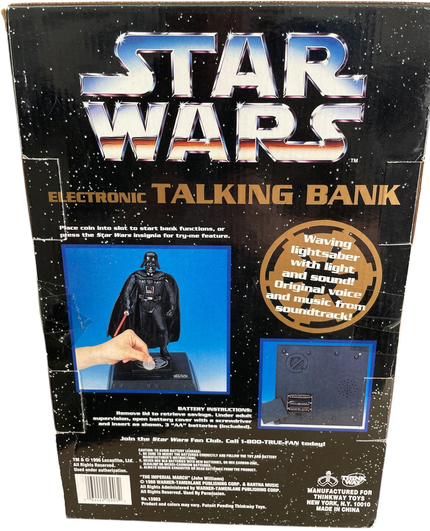 Vintage 1996 Star Wars The Original Trilogy Darth Vader Electronic Talking Money Bank - Mint Condition, Fully Working - Former Shop Stock