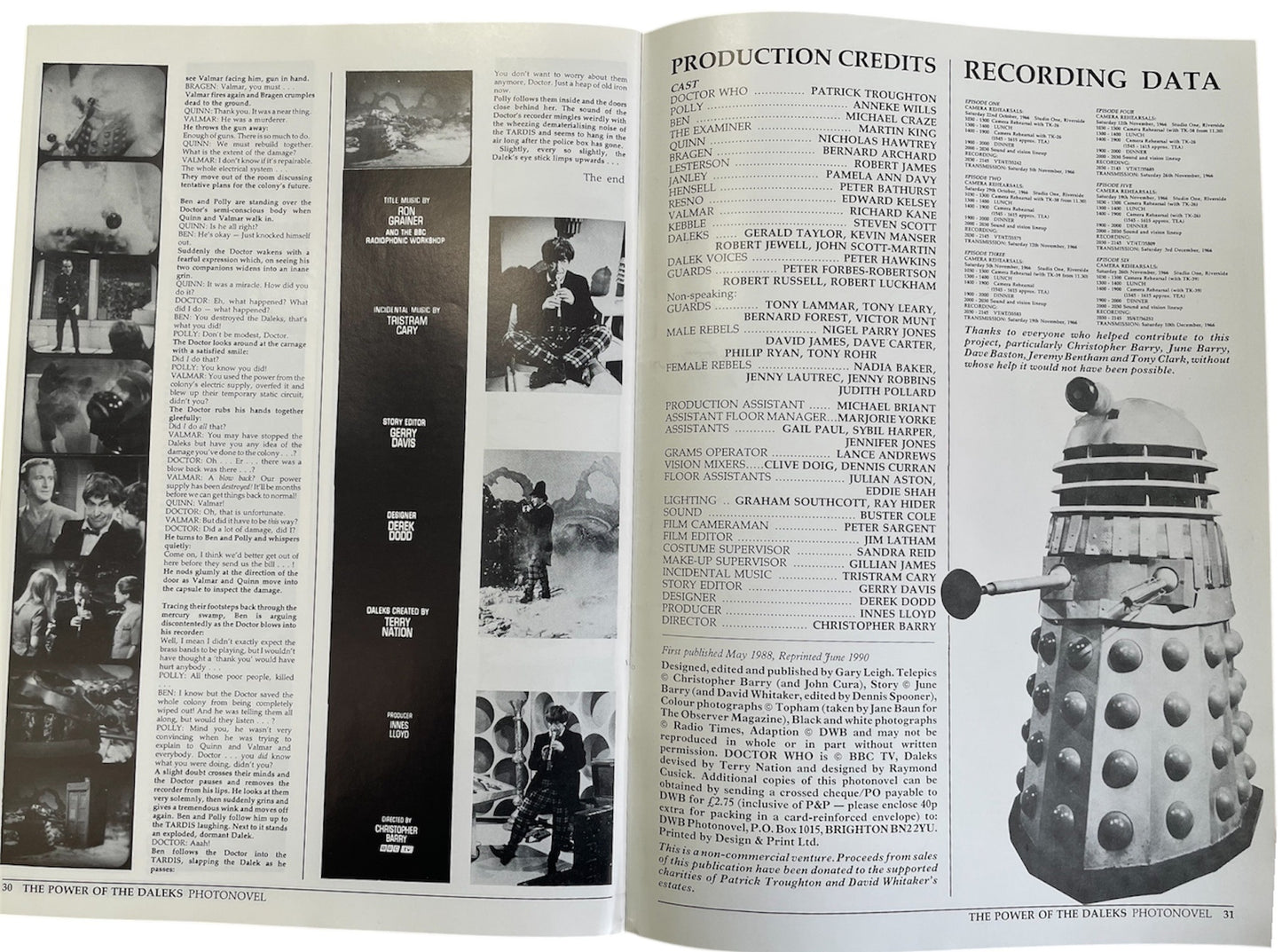 Vintage DWB 1990 Doctor Dr Who David Whitakers The Power Off The Daleks Photonovel - Unsold Former Shop Stock