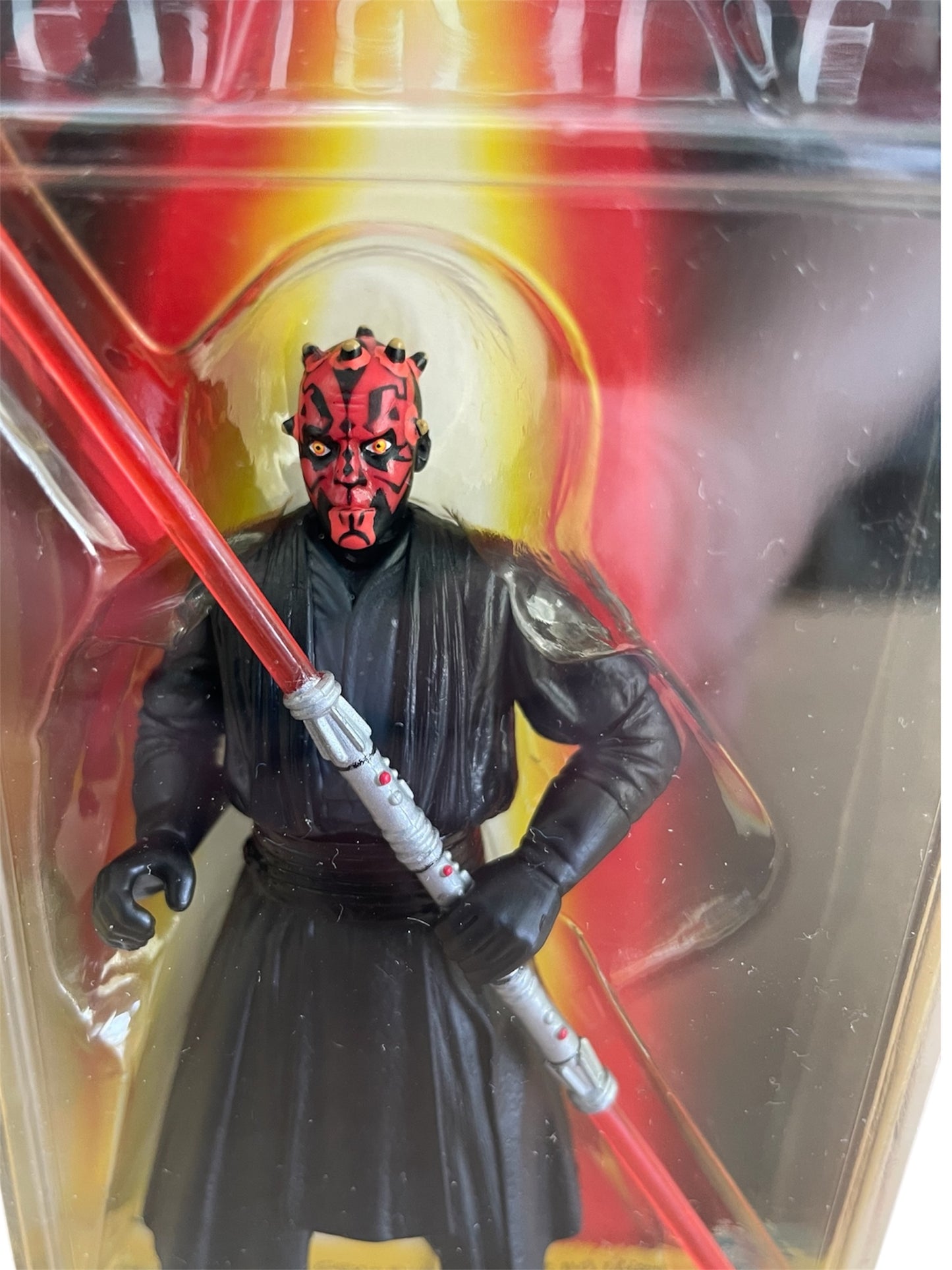 Vintage 1999 Star Wars Episode 1 The Phantom Menace Dark Darth Maul Action Figure With Double Bladed Light Saber And Comm Talk Chip - Brand New Factory Sealed Shop Stock Room Find
