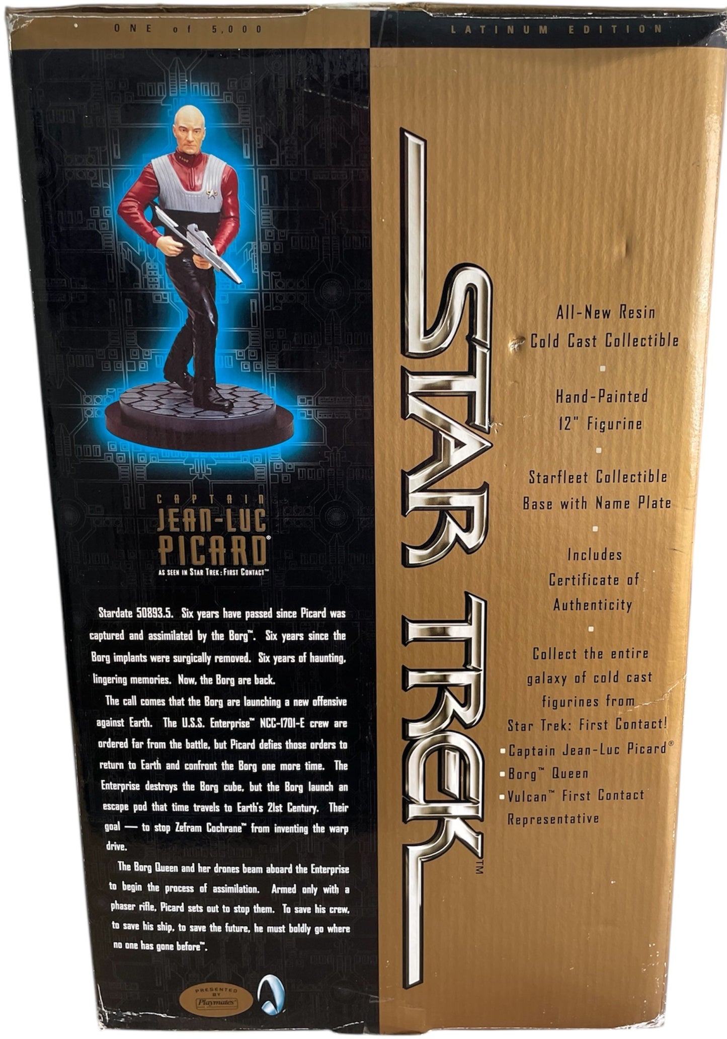 Vintage Playmates 1997 Star Trek First Contact Captain Jean-Luc Picard Resin Cold Cast Collectable 12 Inch Figurine Limited Edition No. 1 Of 5000 Pcs - Unsold Former Shop Stock