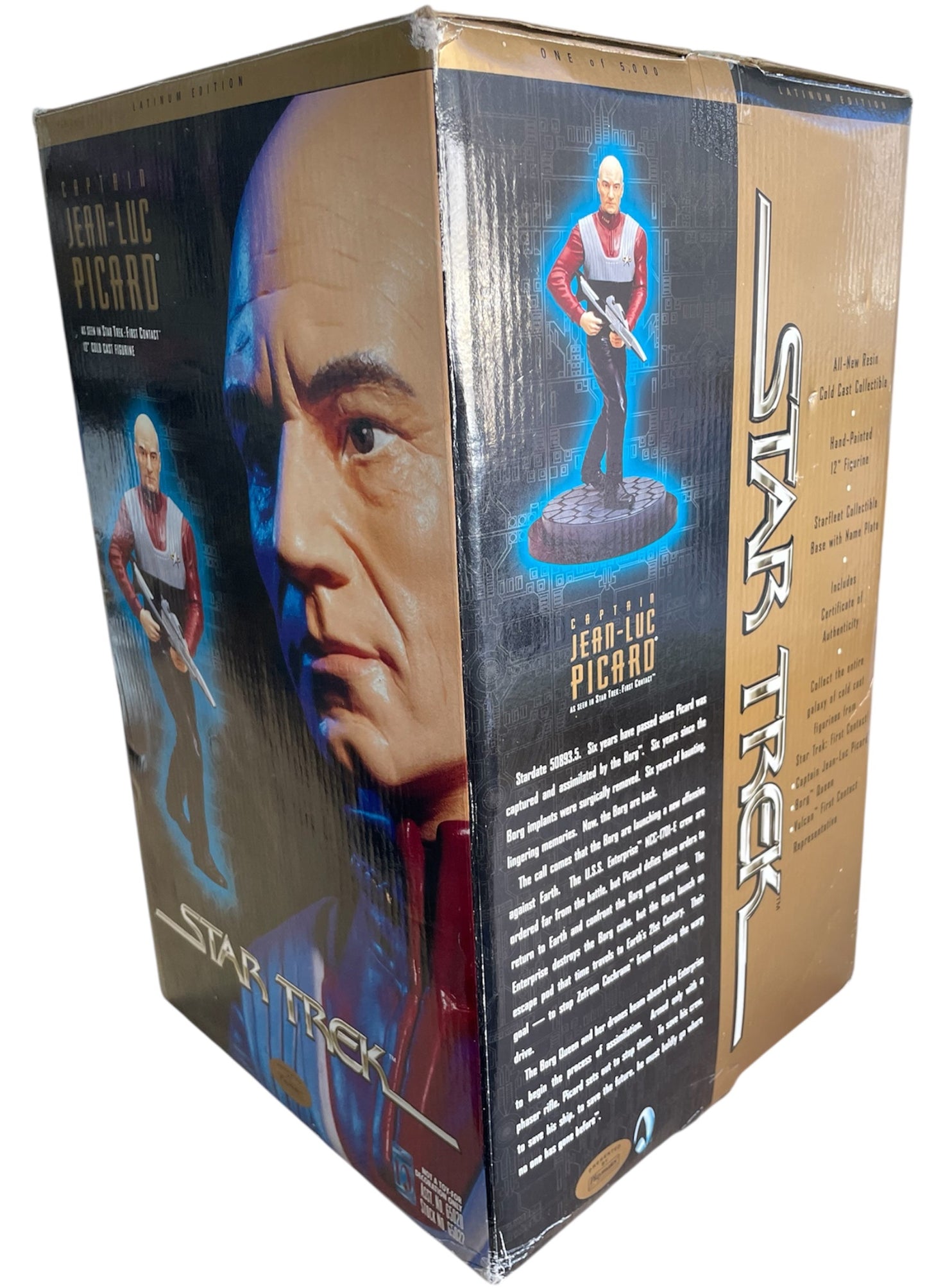 Vintage Playmates 1997 Star Trek First Contact Captain Jean-Luc Picard Resin Cold Cast Collectable 12 Inch Figurine Limited Edition No. 1 Of 5000 Pcs - Unsold Former Shop Stock