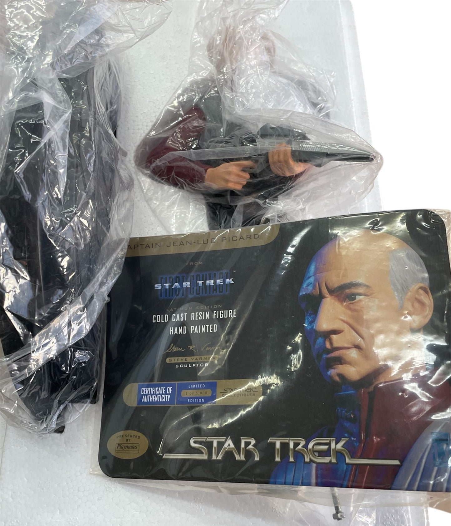 Vintage Playmates 1997 Star Trek First Contact Captain Jean-Luc Picard Resin Cold Cast Collectable 12 Inch Figurine Limited Edition No. 1 Of 5000 Pcs - Unsold Former Shop Stock