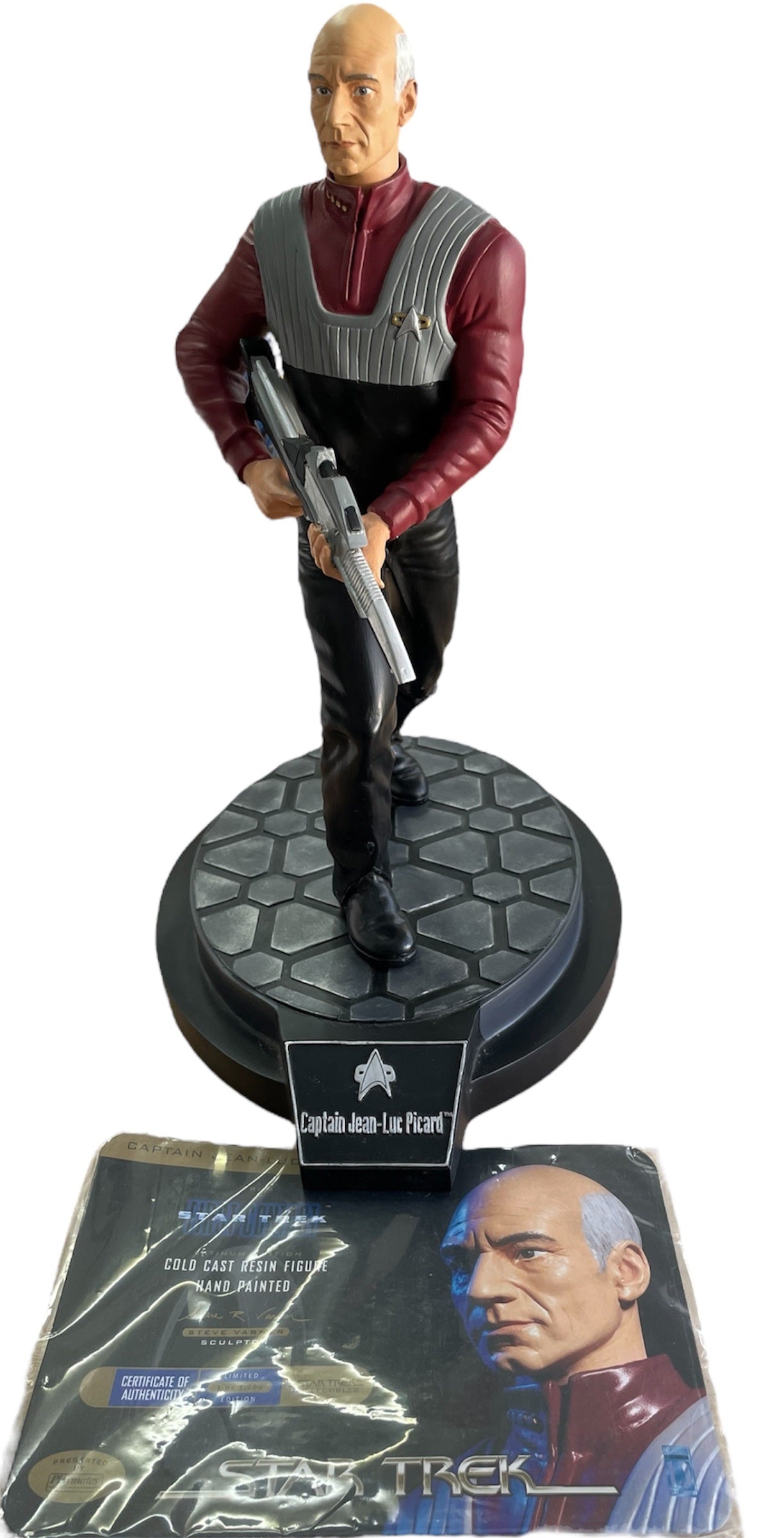 Vintage Playmates 1997 Star Trek First Contact Captain Jean-Luc Picard Resin Cold Cast Collectable 12 Inch Figurine Limited Edition No. 1 Of 5000 Pcs - Unsold Former Shop Stock