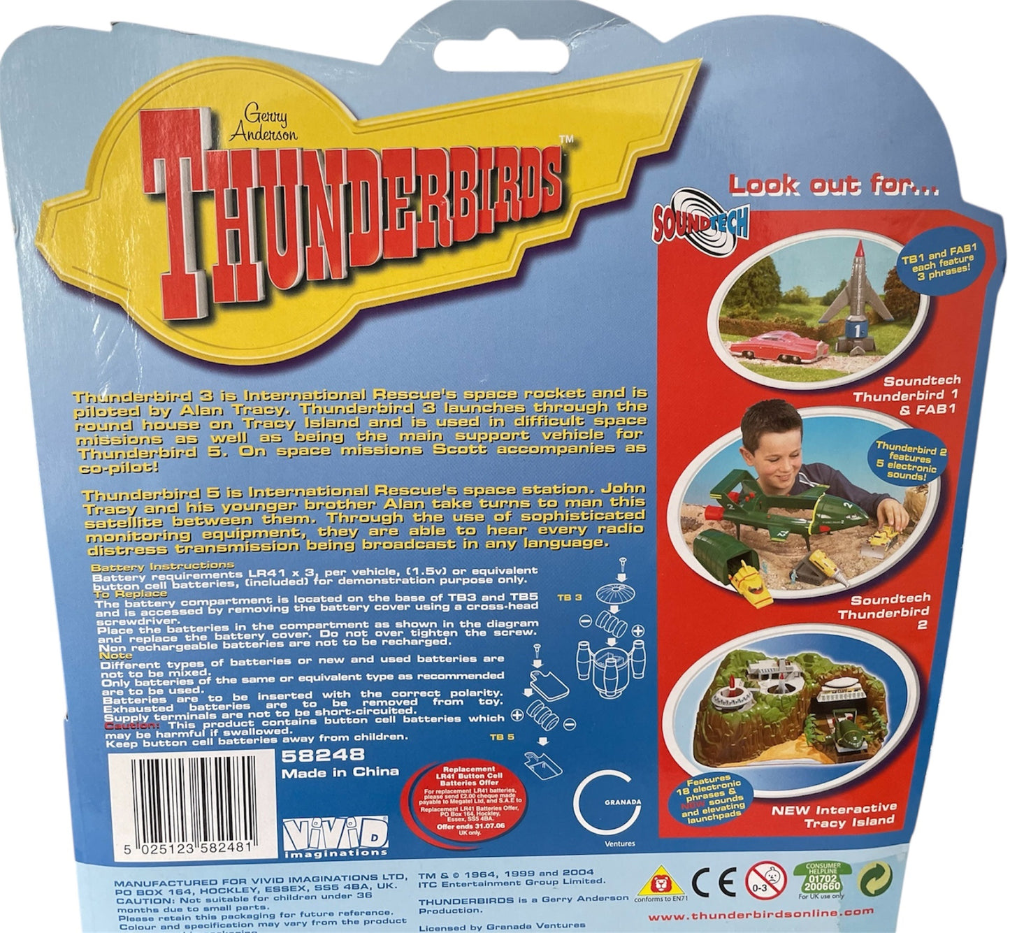 Vintage Vivids 2004 Gerry Andersons Thunderbirds 40th Anniversary Thunderbird 3 And Thunderbird 5 Soundtech Model Vehicle Set With 3 Authentic Voices - Factory Sealed Shop Stock Room Find