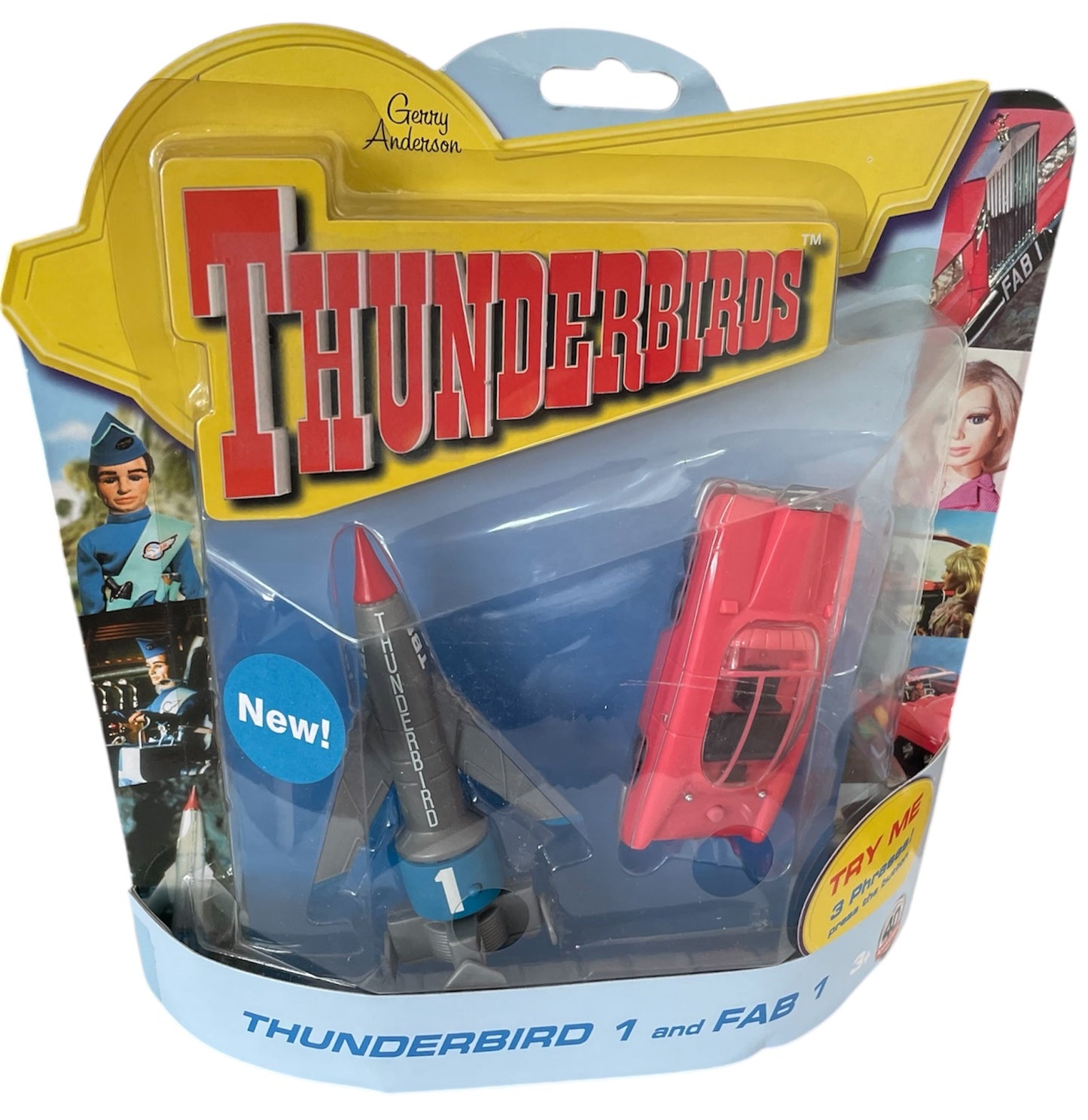 Vintage Vivids 2004 Gerry Andersons Thunderbirds 40th Anniversary Thunderbird 1 And FAB 1 Soundtech Model Vehicle Set With 3 Authentic Voices - Factory Sealed Shop Stock Room Find
