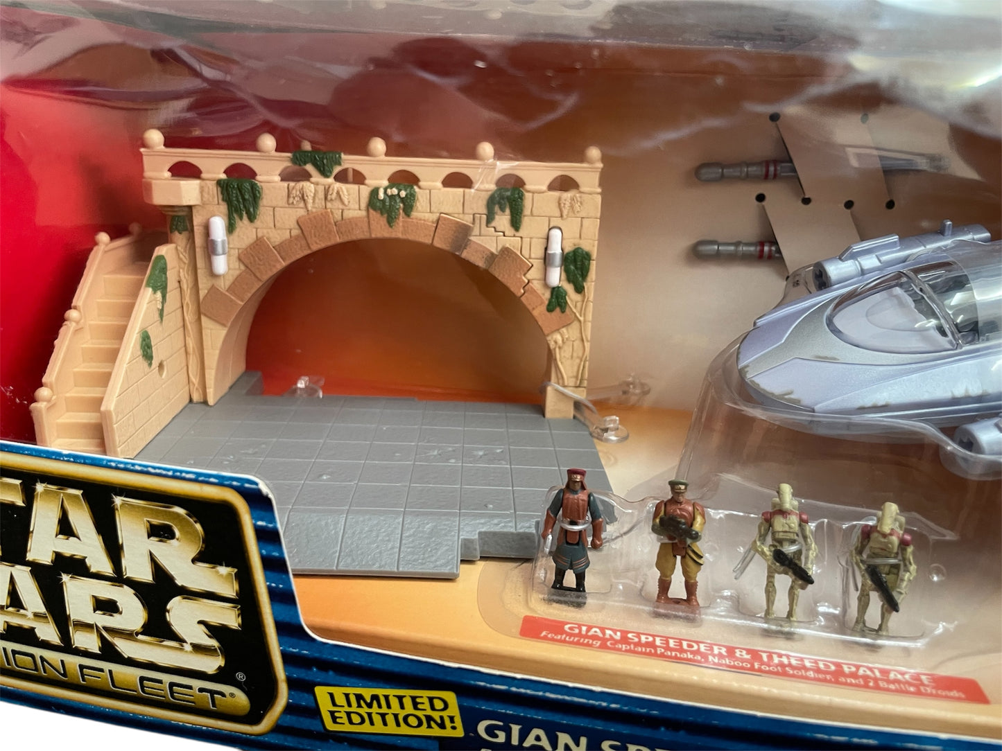 Vintage Galoob 1998 Star Wars Episode 1 Action Fleet Sneak Preview Set - Limited Edition Gian Speeder & Theed Palace Play Set With 4 x Mini Figures - Factory Sealed Shop Stock Room Find