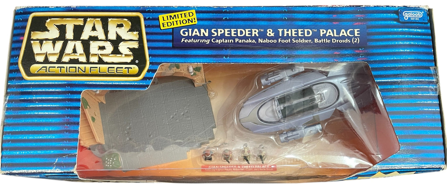 Vintage Galoob 1998 Star Wars Episode 1 Action Fleet Sneak Preview Set - Limited Edition Gian Speeder & Theed Palace Play Set With 4 x Mini Figures - Factory Sealed Shop Stock Room Find