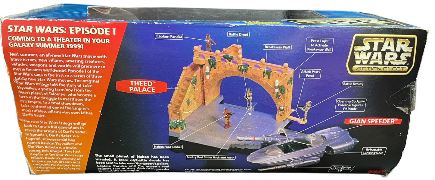 Vintage Galoob 1998 Star Wars Episode 1 Action Fleet Sneak Preview Set - Limited Edition Gian Speeder & Theed Palace Play Set With 4 x Mini Figures - Factory Sealed Shop Stock Room Find