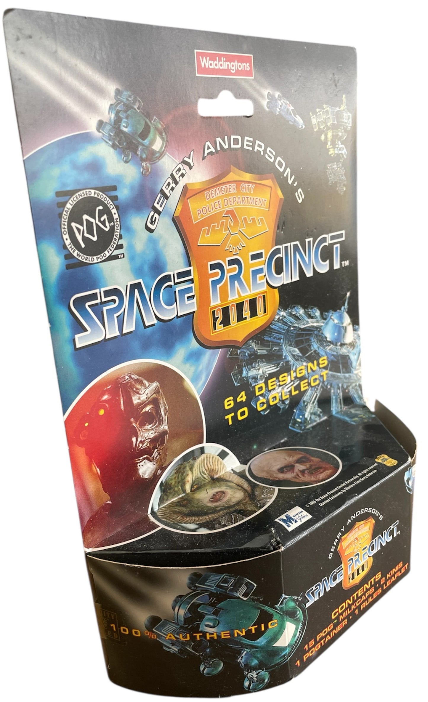 Vintage Waddingtons 1995 Gerry Andersons Space Precinct 2040 Pog Game Starter Set - Includes - Pogs, Kinis, Pogtainer & Rules - Brand New Ex Shop Stock