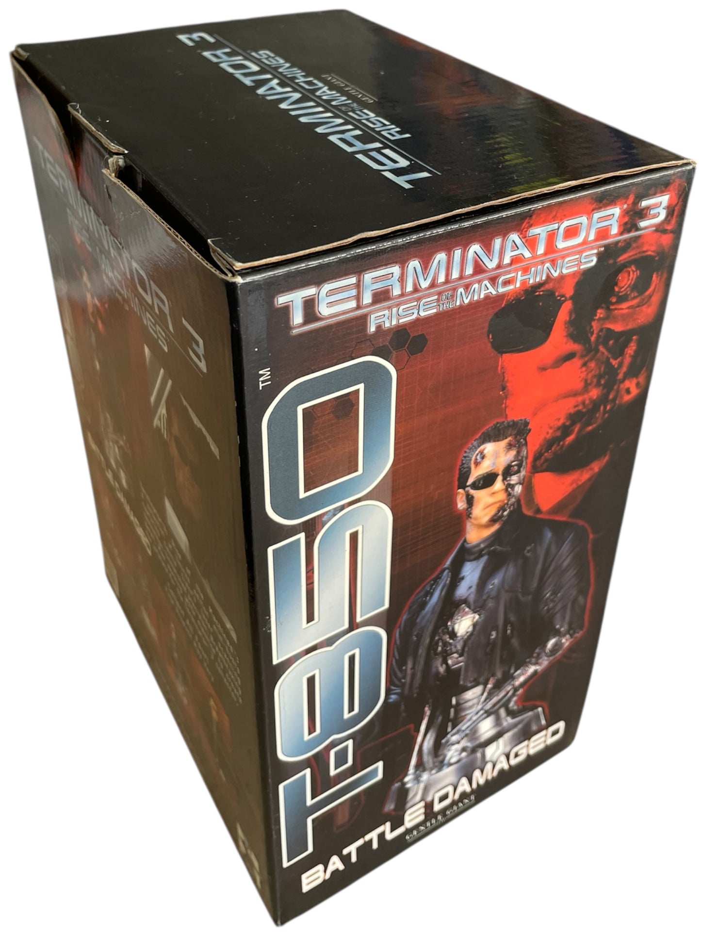 Vintage Gentle Giant 2003 Ultra Rare Limited Edition Terminator 3 - Rise Of The Machines T-850 Battle Damaged Chrome Plated Mini Bust Statue Figurine Light-Up Version - Former Shop Stock