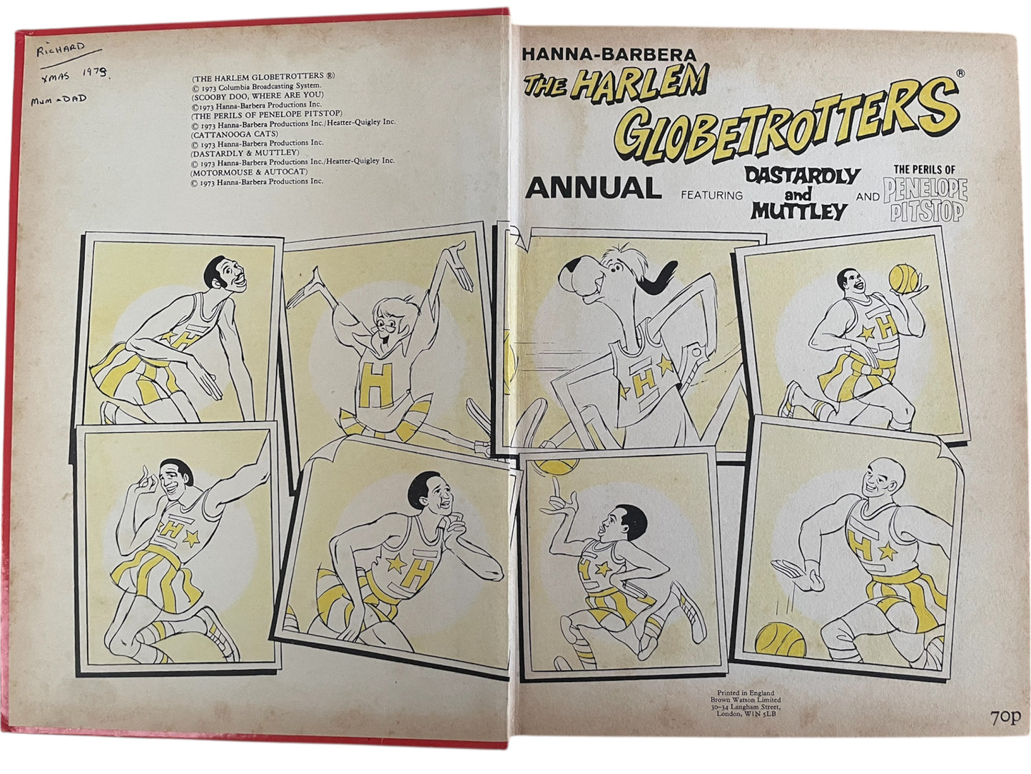 Vintage Hanna Barbera 1973 - The Harlem Globetrotters Annual 1974 Featuring Dastardly And Muttley And Penelope Pitstop - Very Good Condition