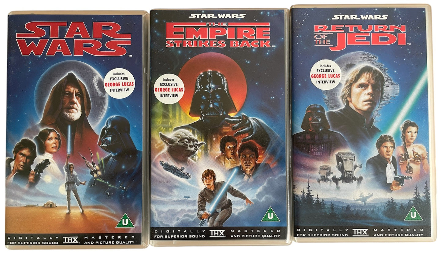 Vintage 1995 Lucas Film Digitally Remastered Star Wars The First Movie Trilogy Silver Box Set VHS Video Cassettes 20th Century Fox - Shop Stock Room Find.