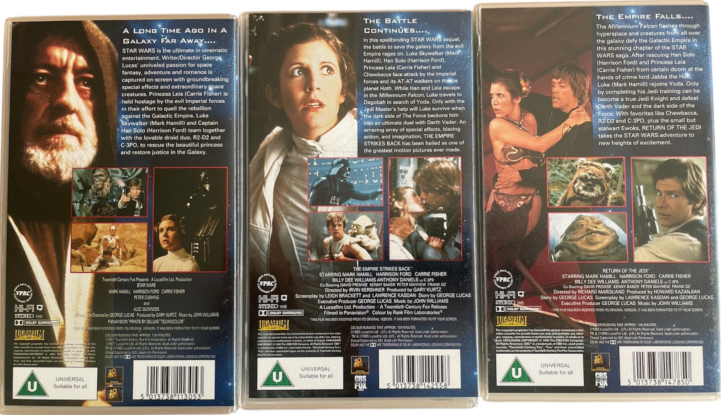 Vintage 1995 Lucas Film Digitally Remastered Star Wars The First Movie Trilogy Silver Box Set VHS Video Cassettes 20th Century Fox - Shop Stock Room Find.
