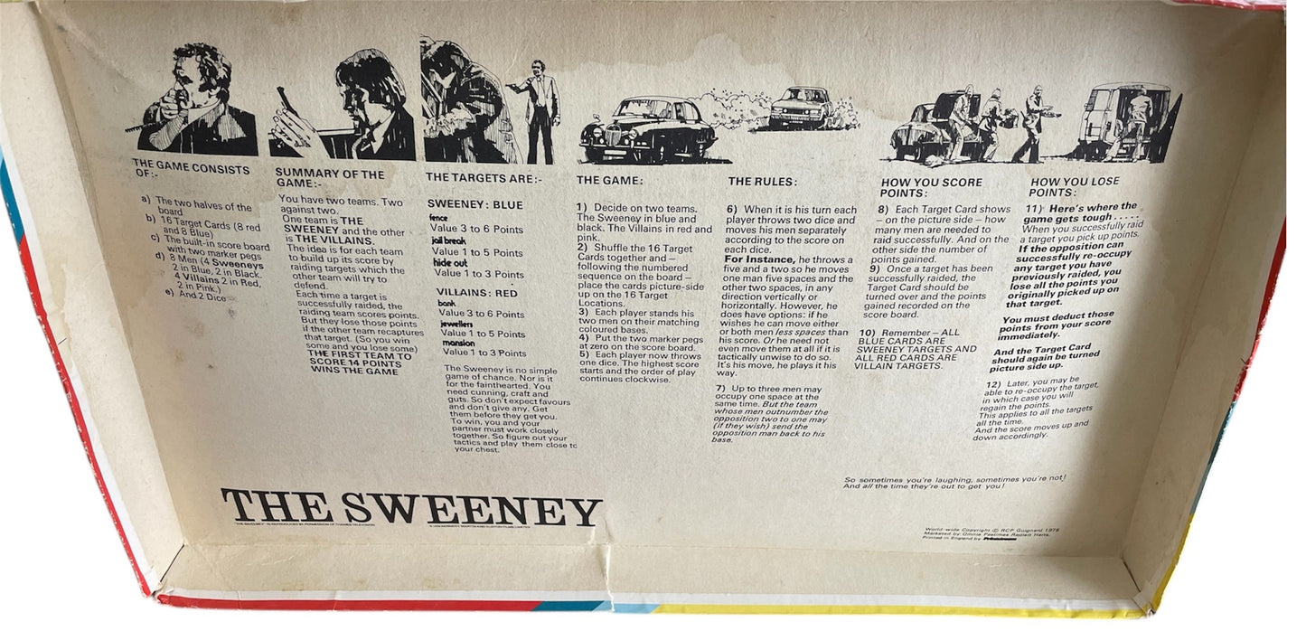 Vintage Omnia 1975 - The Sweeney Board Game With Jack Regan And George Carter - Very Good Condition Complete In The Original Box)