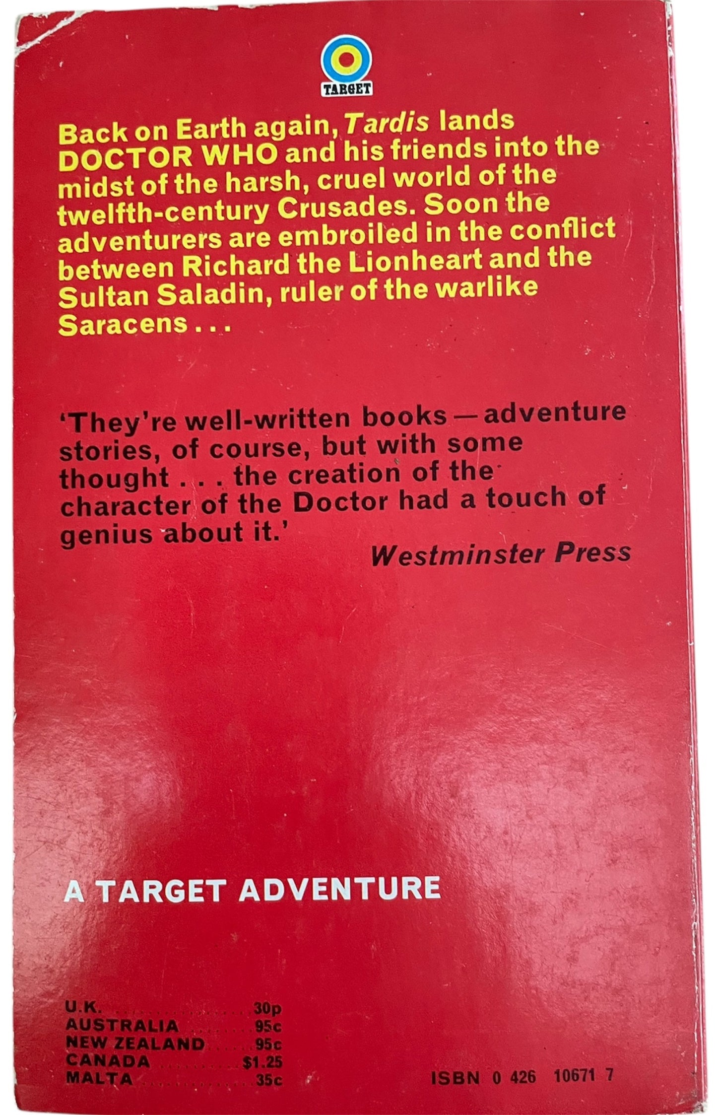 Vintage Target Books 1975 Dr Doctor Who And The Crusaders Paperback Novel Second Impression 1975 By David Whitaker - Fantastic Condition