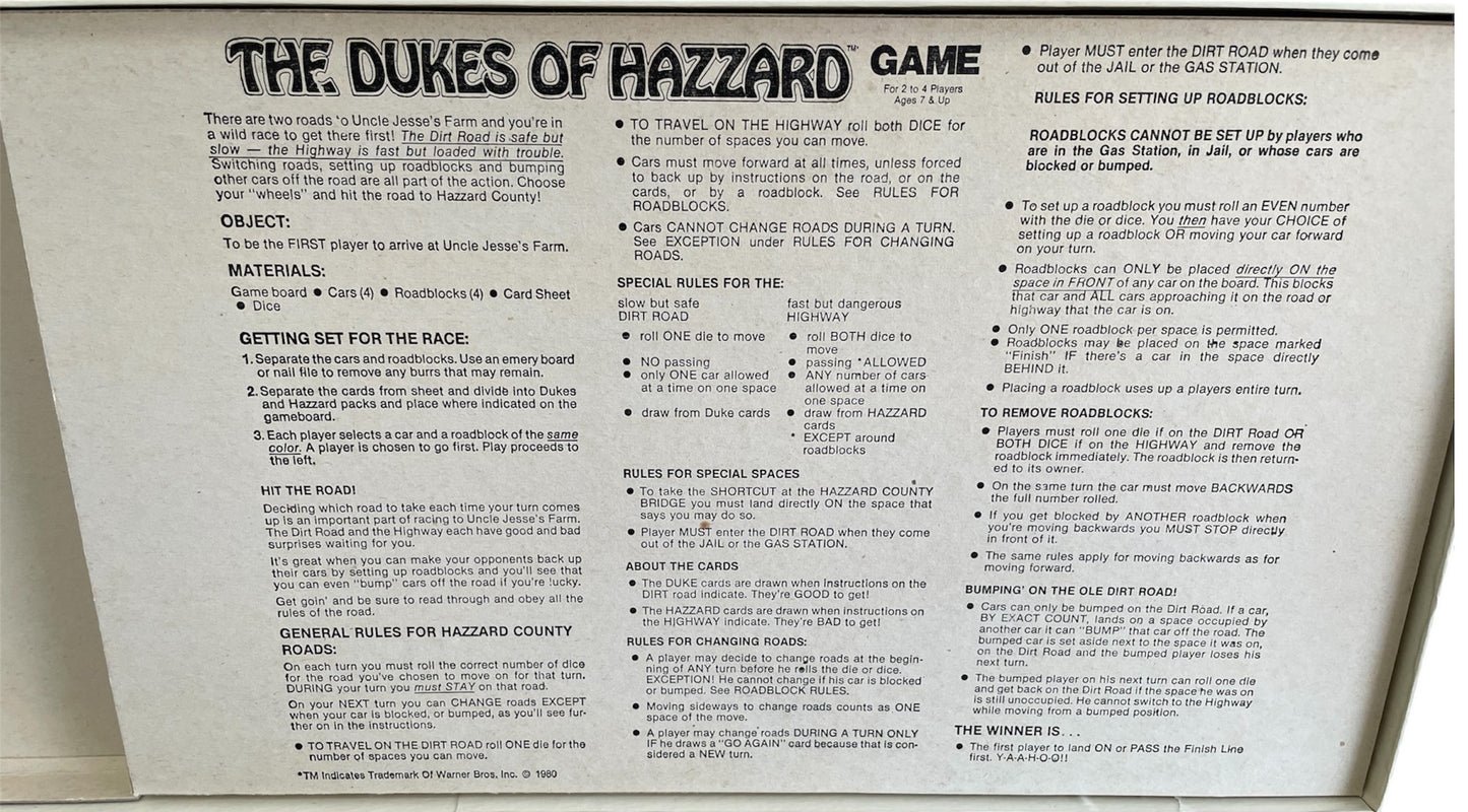 Vintage Ideals 1981 The Dukes Of Hazzard - Hit The Road To Hazzard County Board Game - Fantastic Condition In The Original Box