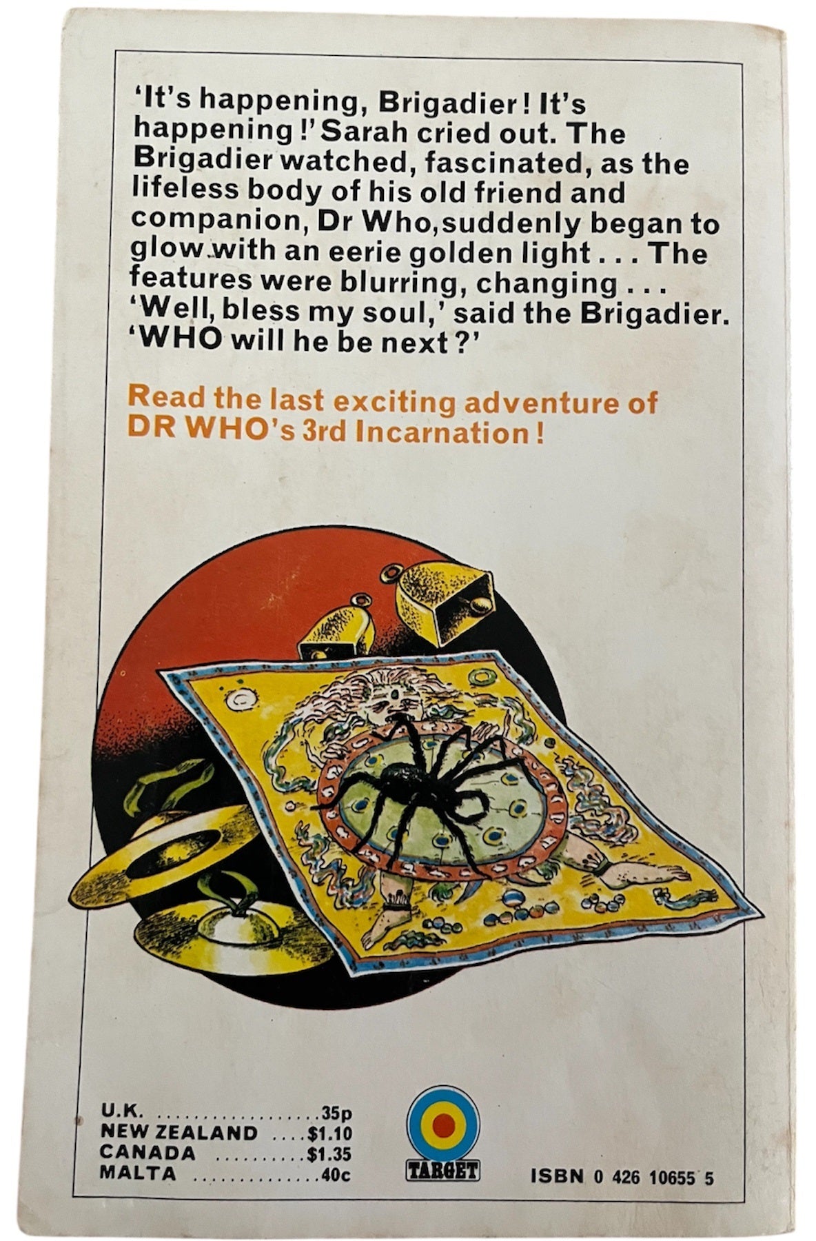 Vintage 1975 Target Books Doctor Dr Who And The Planet Of The Spiders Paperback Novel First Edition By Terrance Dicks - Very Good Condition
