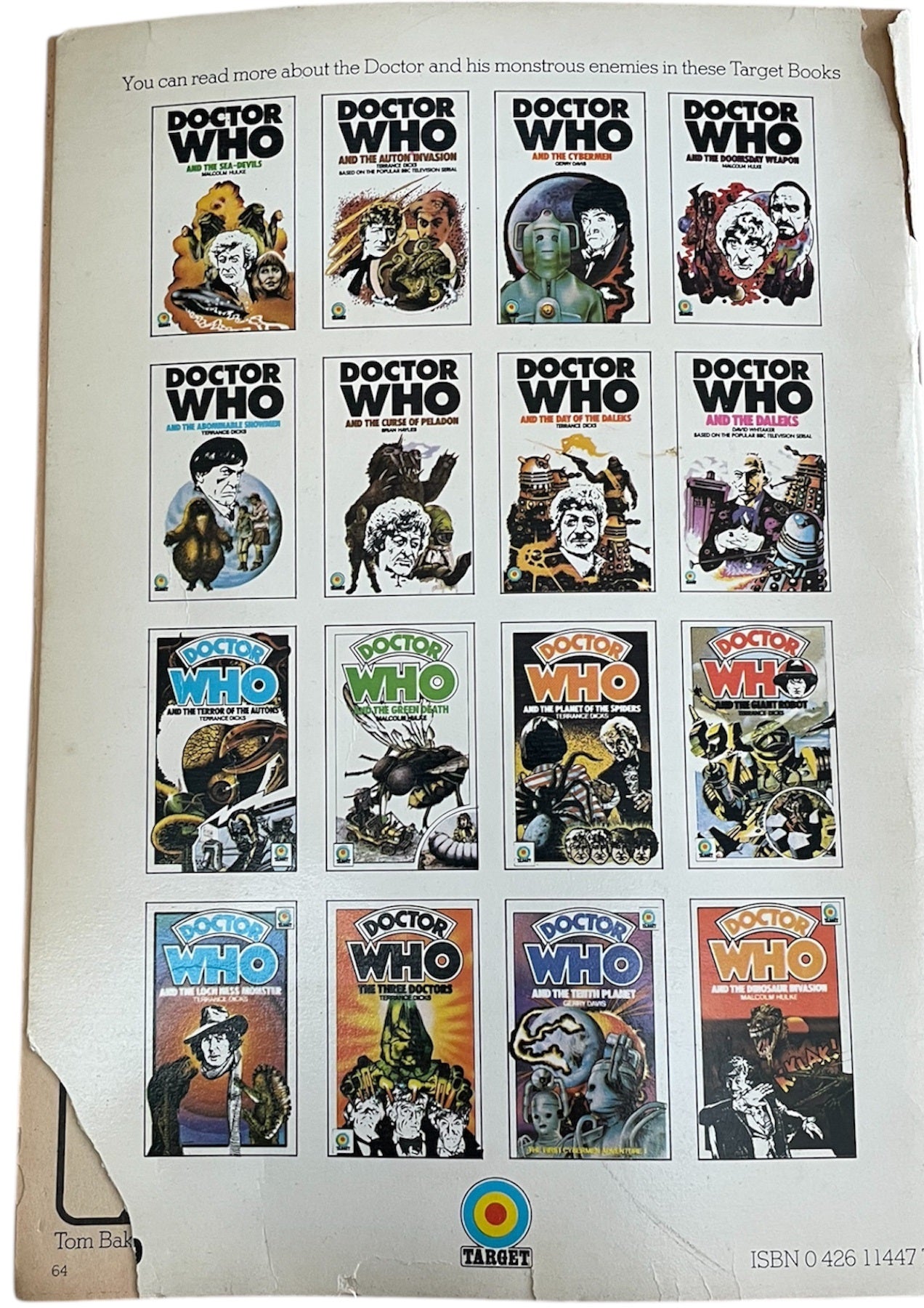 Vintage Target Books 1975 Doctor Dr Who Monster Book Paperback With Pull Out Poster