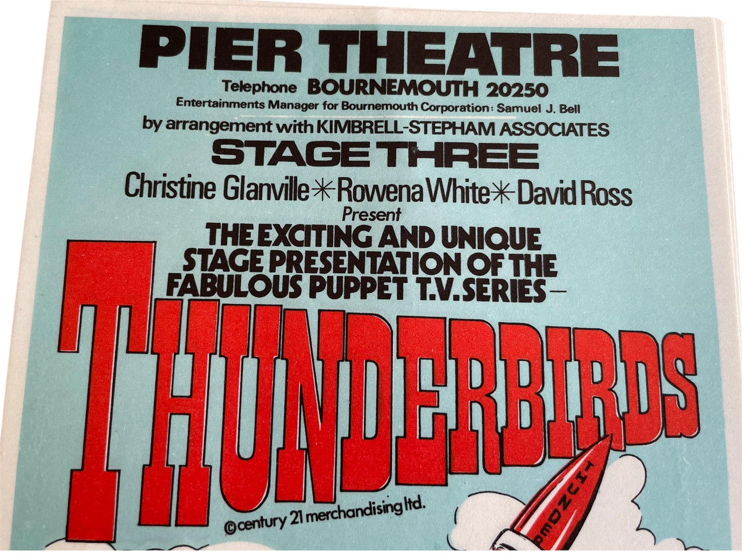 Vintage 1974 Gerry Andersons Thunderbirds Stage Presentation Of The Fabulous Puppet TV Series At The Pier Theatre In Bournemouth Advertising Flyer - Mint Condition Ex Shop Stock