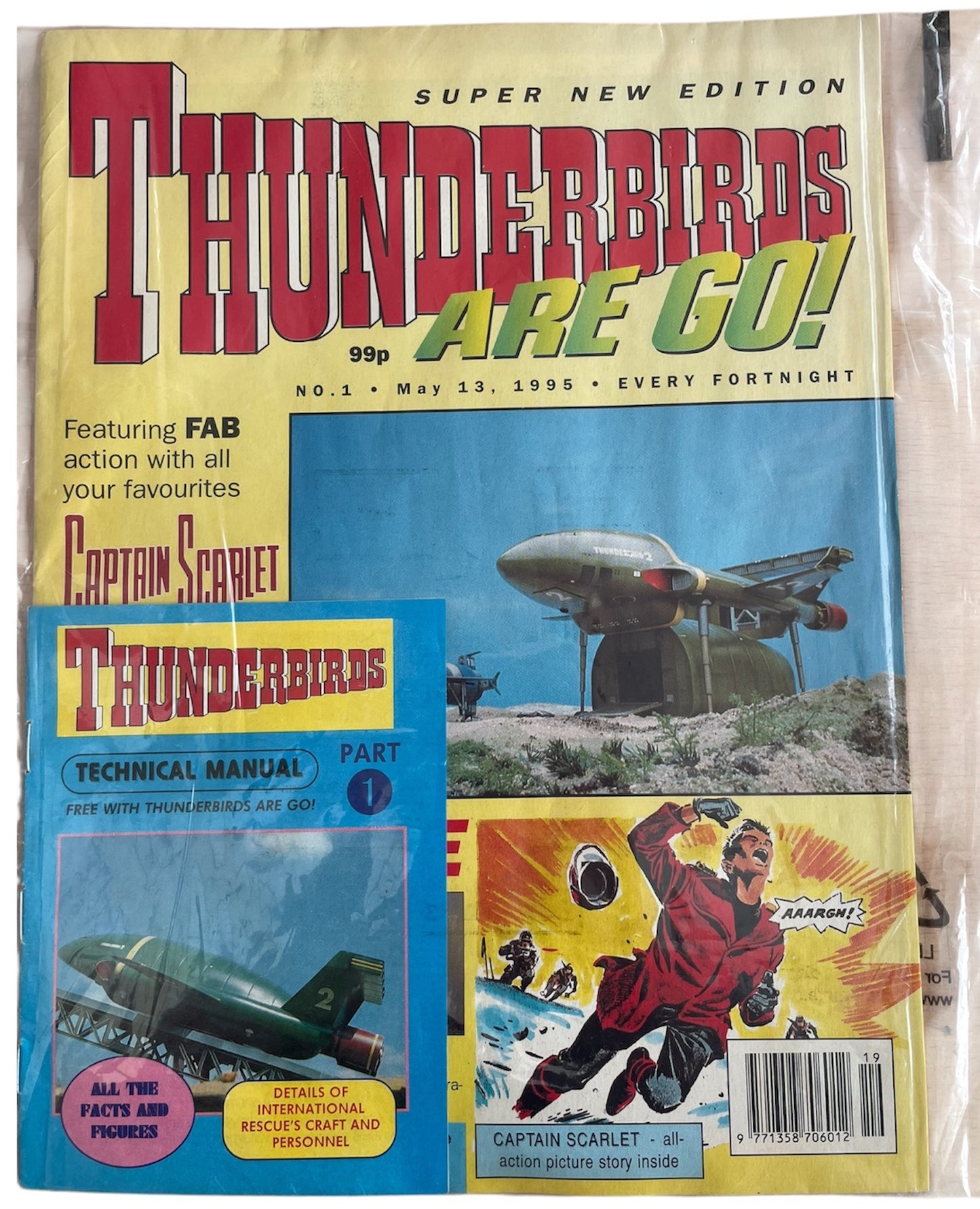 Vintage Rare Thunderbirds Are Go - Super New Edition Comic Magazine Issue No.1 May 13th 1995 - With Free Gift - Brand New Factory Sealed.