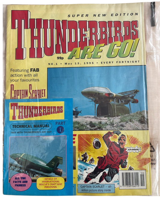 Vintage Rare Thunderbirds Are Go - Super New Edition Comic Magazine Issue No.1 May 13th 1995 - With Free Gift - Brand New Factory Sealed.