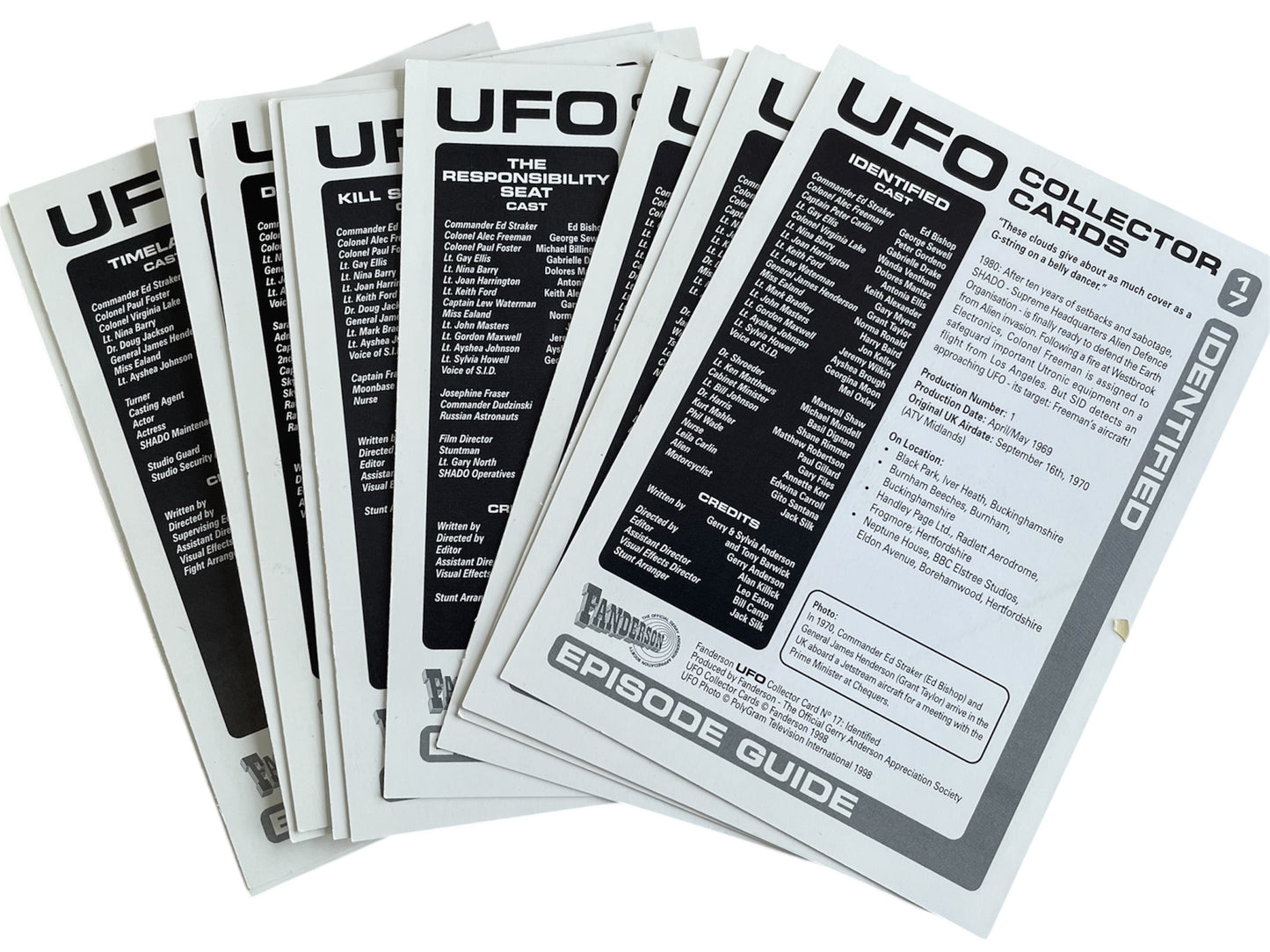 Vintage Fanderson 1998 - Gerry Andersons UFO Collector Cards Set Of 11 Cards - Mint Condition - Ex Shop Stock