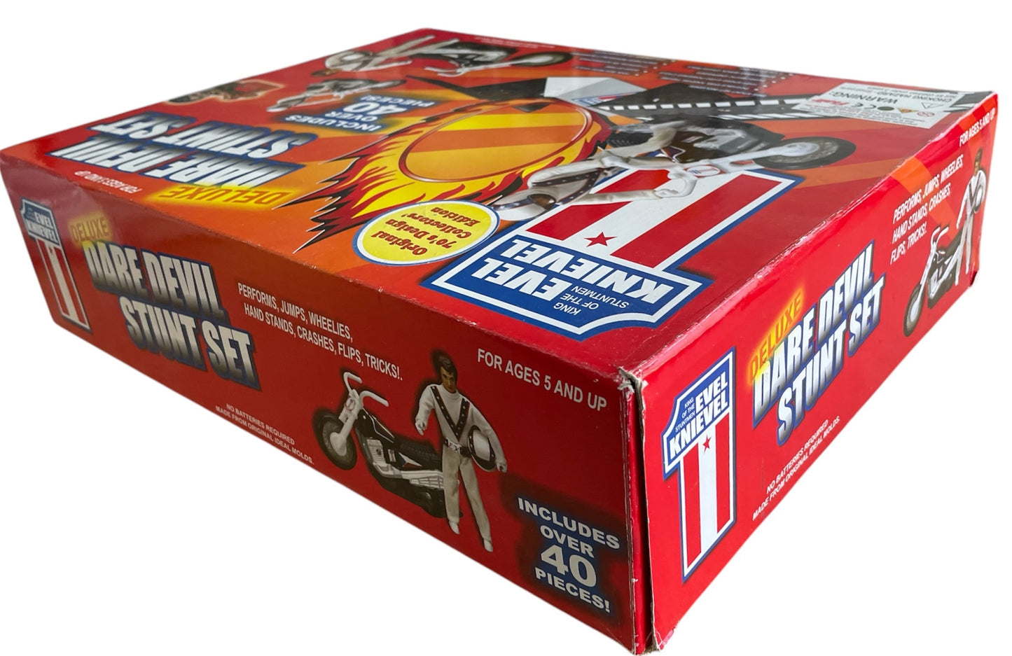 Vintage Slinky 2005 Evel Knievel Deluxe Dare Devil Stunt Set With Stunt Cycle By Ideal Complete In The Original Box - Former Shop Counter Display Set