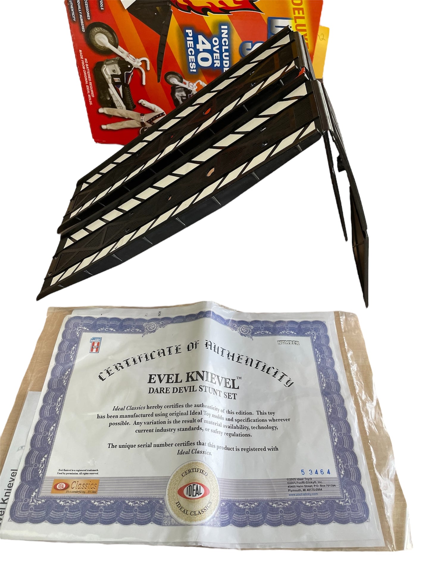Vintage Slinky 2005 Evel Knievel Deluxe Dare Devil Stunt Set With Stunt Cycle By Ideal Complete In The Original Box - Former Shop Counter Display Set