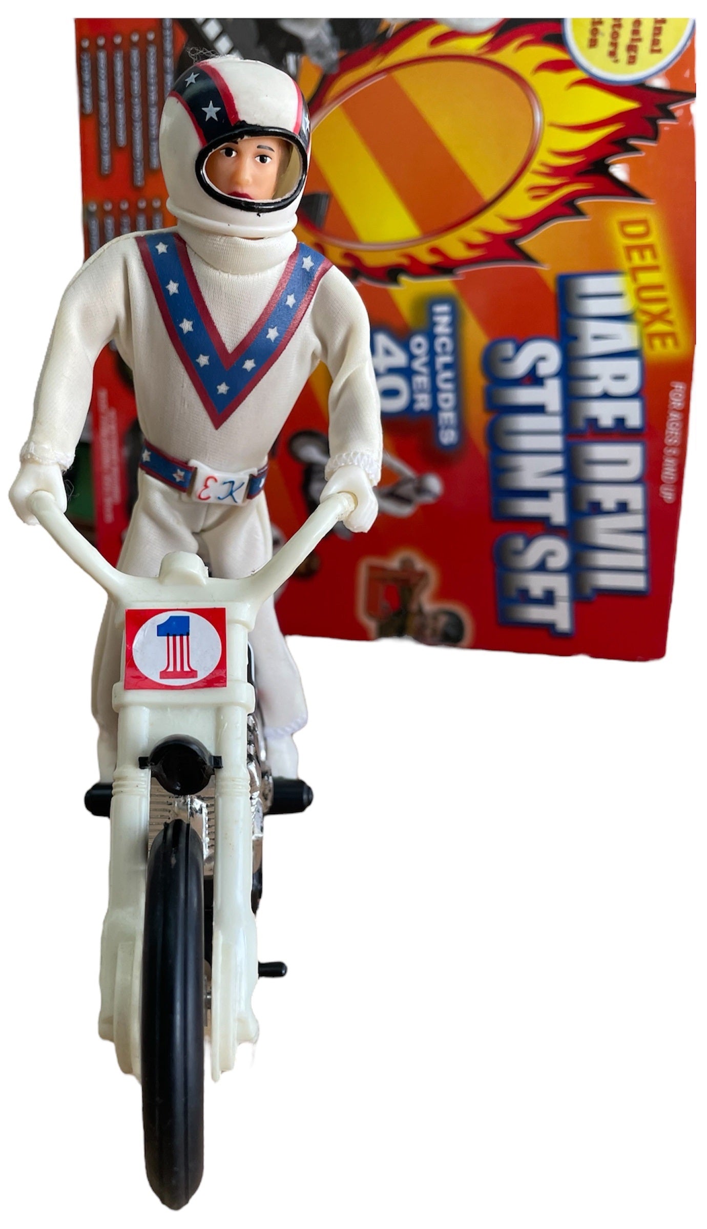 Vintage Slinky 2005 Evel Knievel Deluxe Dare Devil Stunt Set With Stunt Cycle By Ideal Complete In The Original Box - Former Shop Counter Display Set