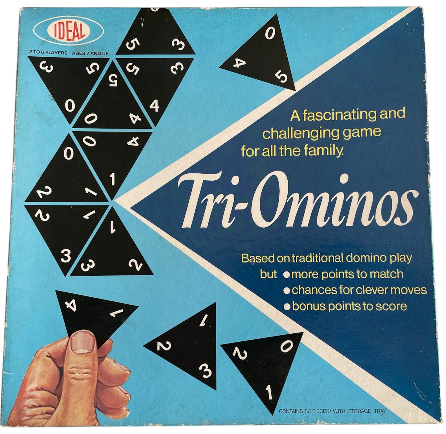 Vintage Ideal 1968 Tri-Ominos - A Fascinating And Challenging Game - Based On Traditional Domino Play With Much More - Fantastic Condition - In The Original Box