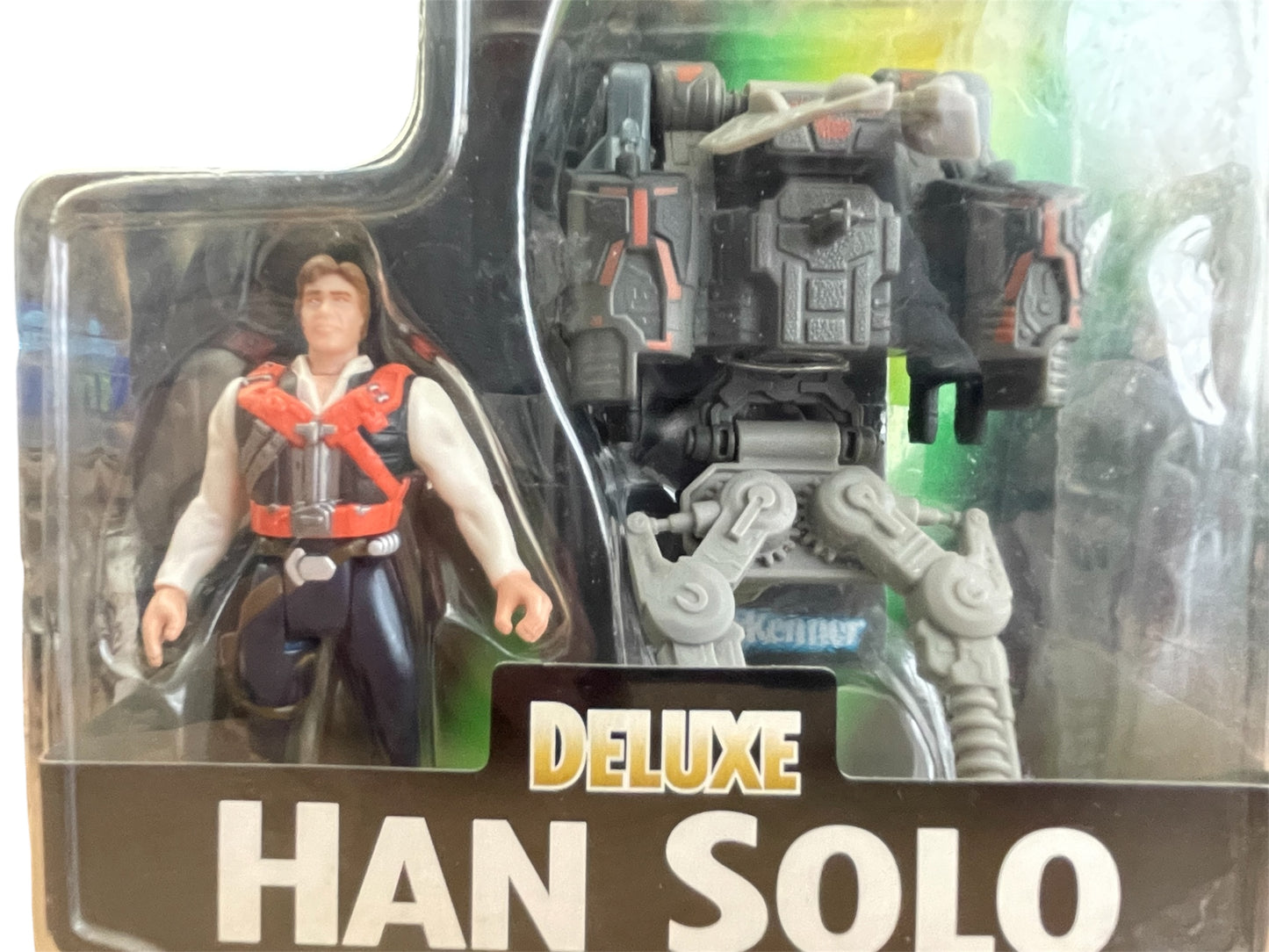 Vintage Kenner 1996 Star Wars The Power Of The Force Deluxe Han Solo Action Figure With Smuggler Flight Pack - Brand New Factory Sealed Shop Stock Room Find