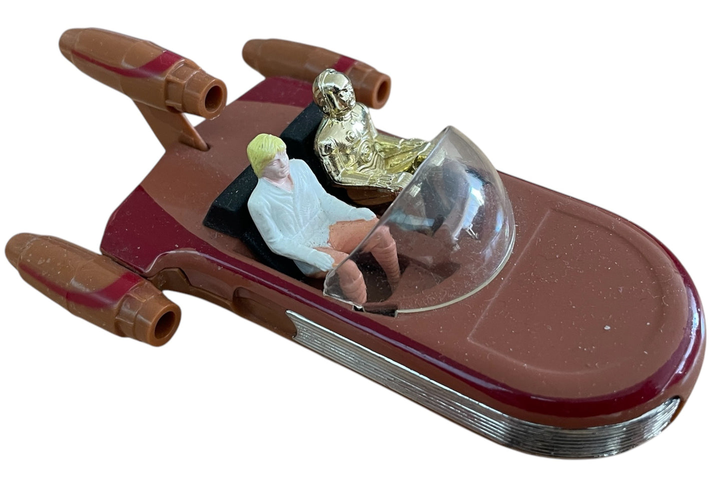 Vintage General Mills 1978 Kenner Star Wars - Luke Skywalkers Land Speeder Die-Cast Model With Luke And C3PO Figures - Very Good Conditioon