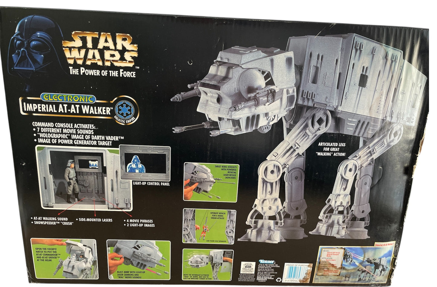Vintage Kenner 1997 Star Wars The Power Of The Force Electronic AT-AT Imperial All Terrain Armoured Transport Walker Vehicle With 2 Exclusive Action Figures - Former Shop Counter Display Set