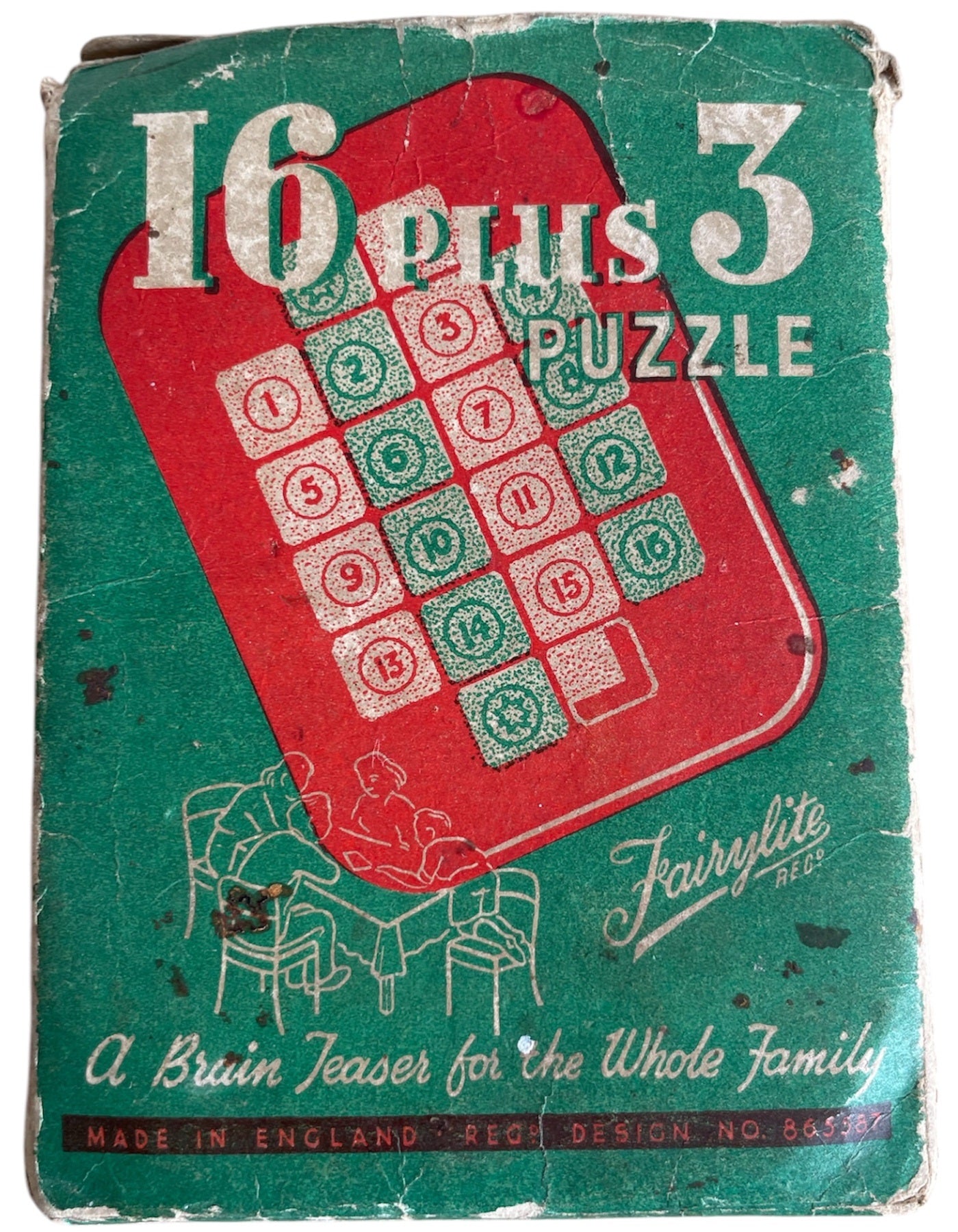 Vintage Fairylite 1950's / 1960's 16 Plus 3 Slide Puzzle With Solutions - Very Good Condition, - Fully Working - In The Original Box
