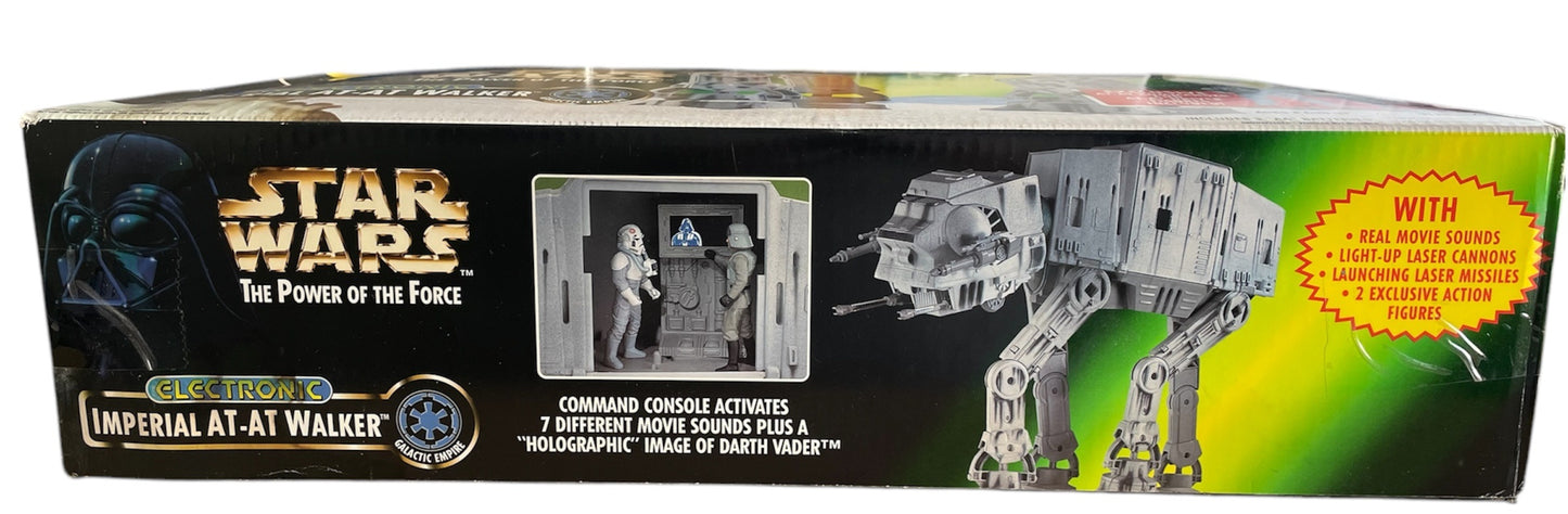 Vintage Kenner 1997 Star Wars The Power Of The Force Electronic AT-AT Imperial All Terrain Armoured Transport Walker Vehicle With 2 Exclusive Action Figures - Former Shop Counter Display Set