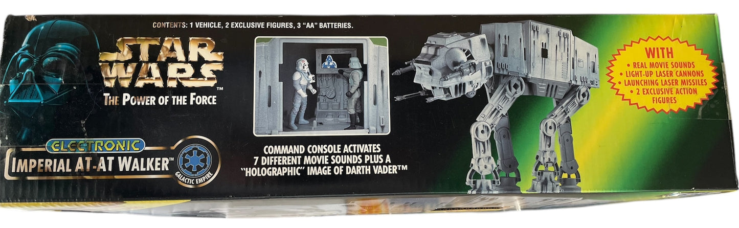 Vintage Kenner 1997 Star Wars The Power Of The Force Electronic AT-AT Imperial All Terrain Armoured Transport Walker Vehicle With 2 Exclusive Action Figures - Former Shop Counter Display Set