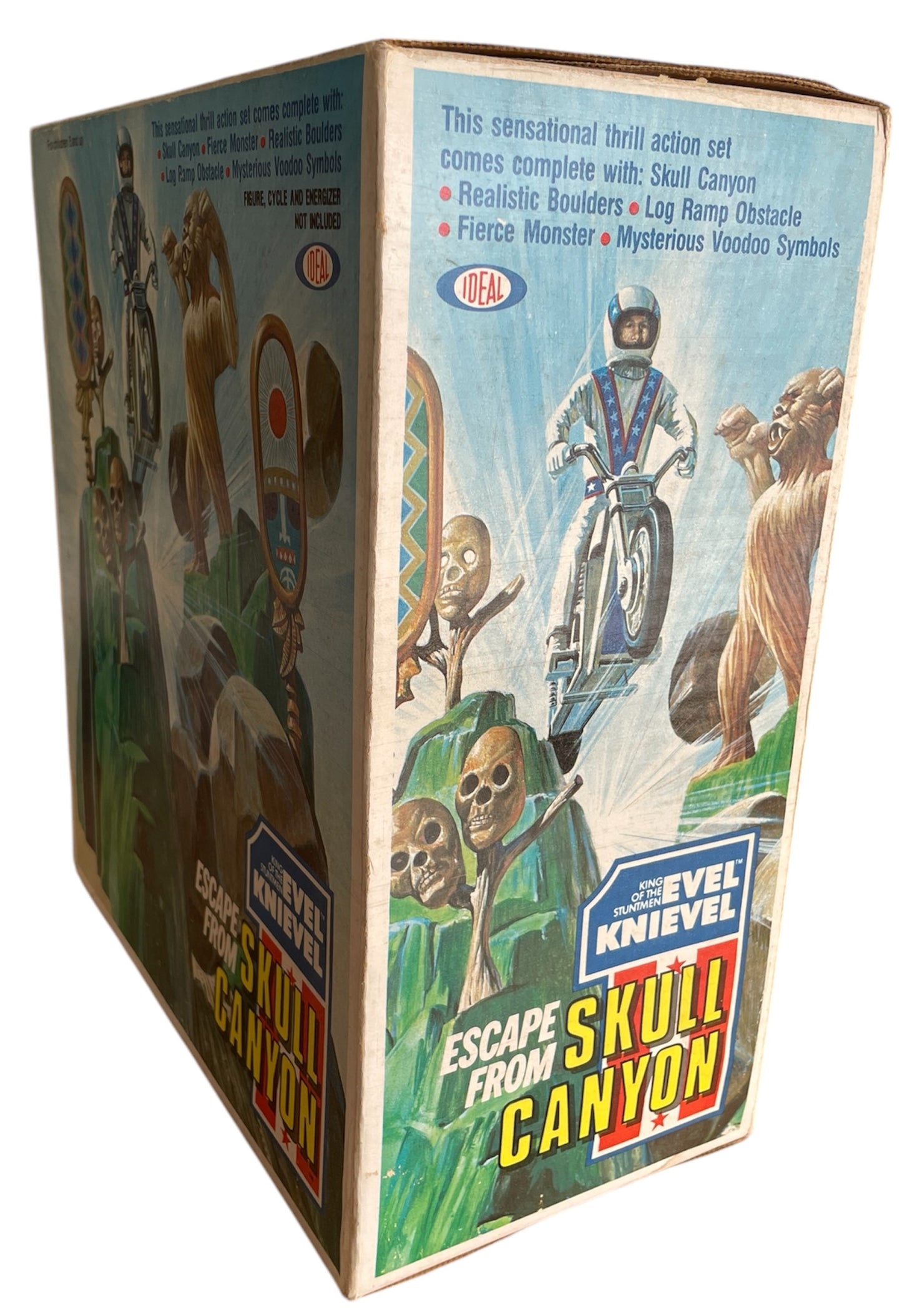 Vintage Ideal 1975 Evel Knievel King Of The Stuntmen Escape From Skull Canyon Play Set - In The Original Box - Former Shop Display Set