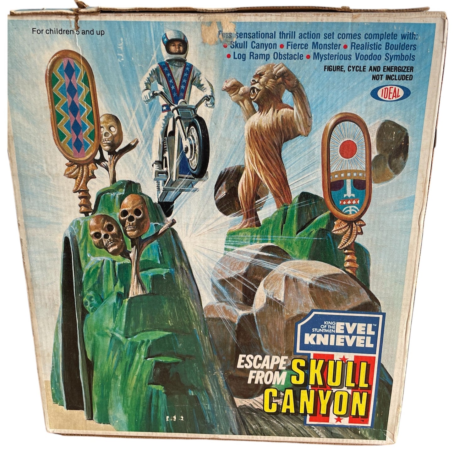 Vintage Ideal 1975 Evel Knievel King Of The Stuntmen Escape From Skull Canyon Play Set - In The Original Box - Former Shop Display Set