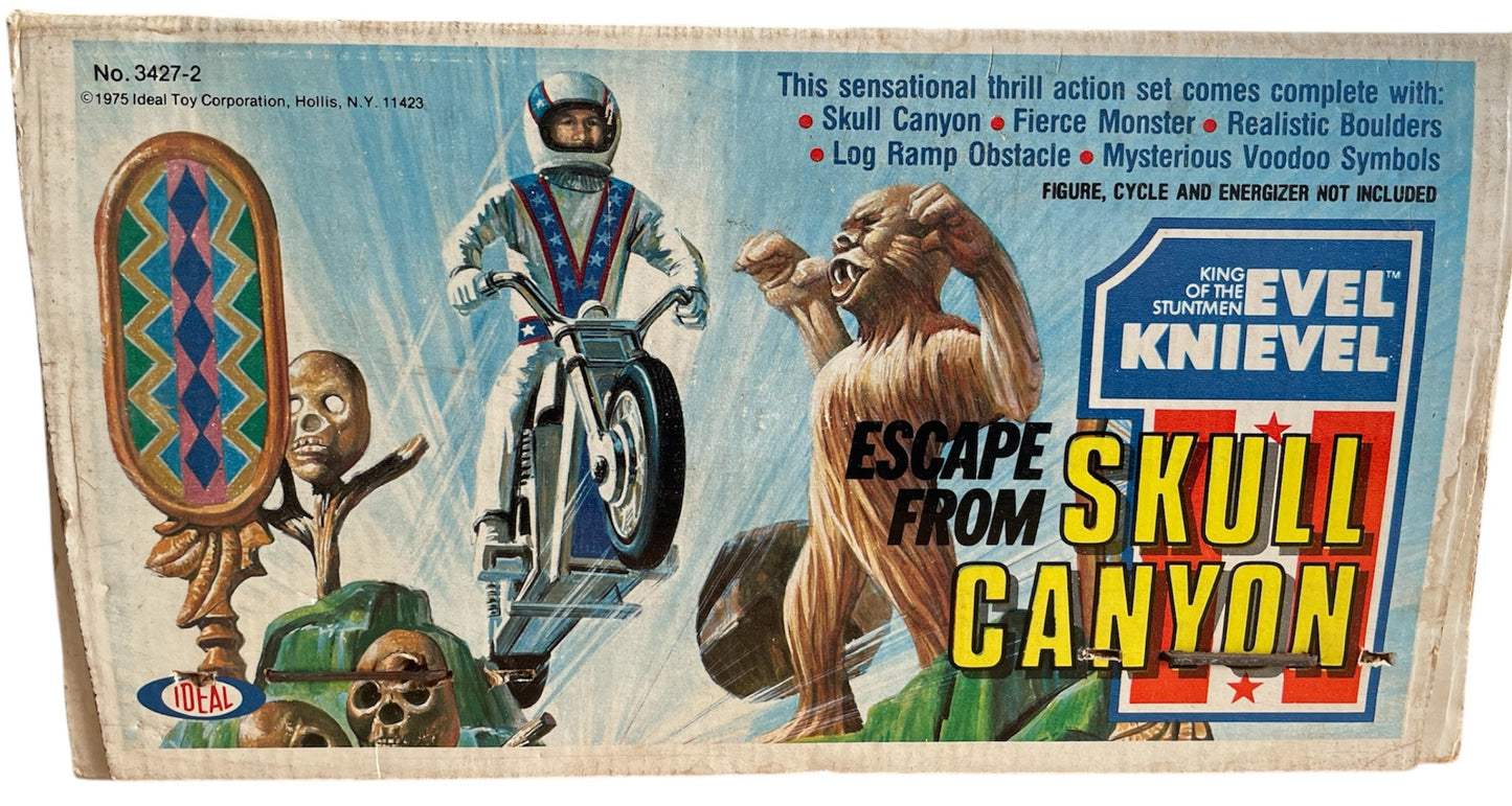 Vintage Ideal 1975 Evel Knievel King Of The Stuntmen Escape From Skull Canyon Play Set - In The Original Box - Former Shop Display Set