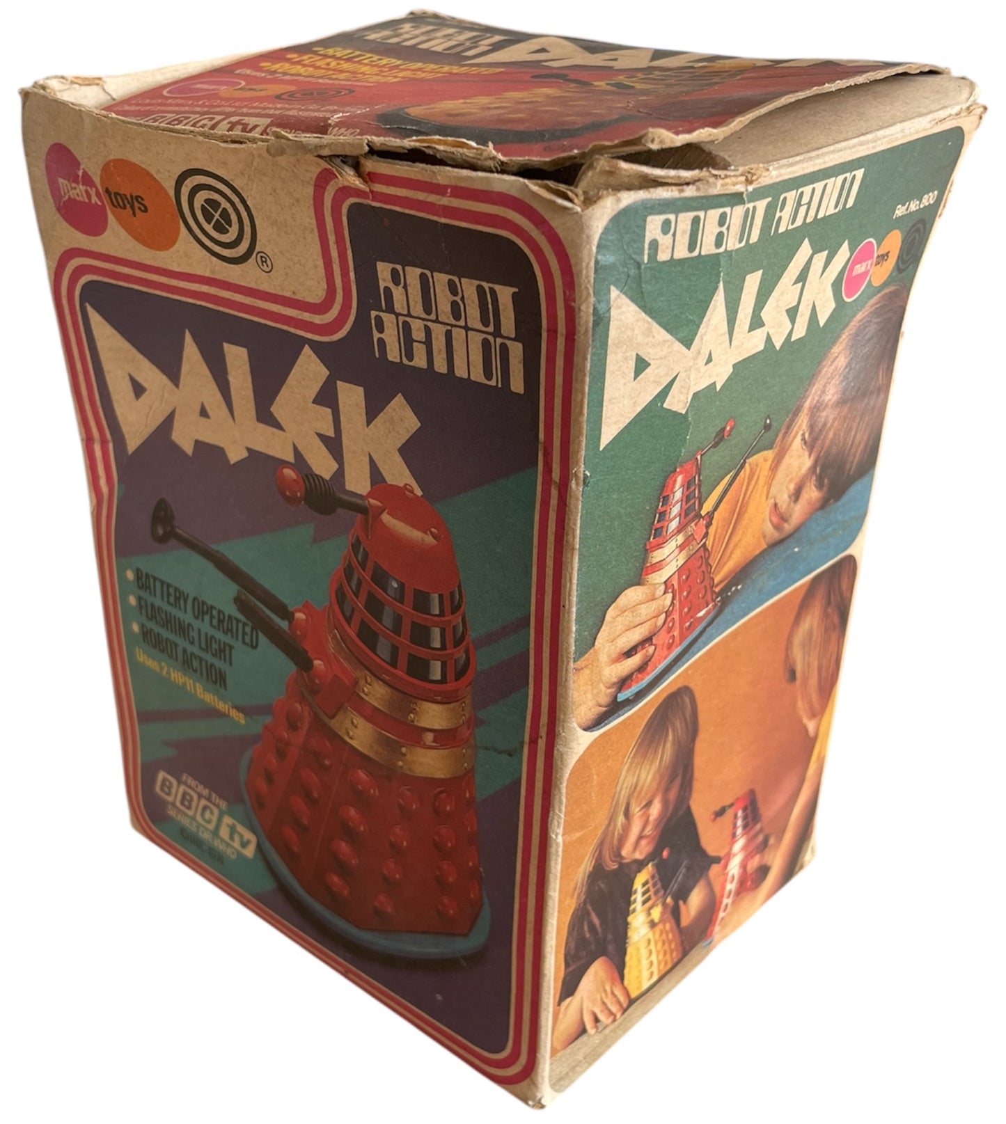 Vintage Louis Marx 1974 Doctor Dr Who Robot Action Battery Operated Red Dalek - Fully Working In The Original Box