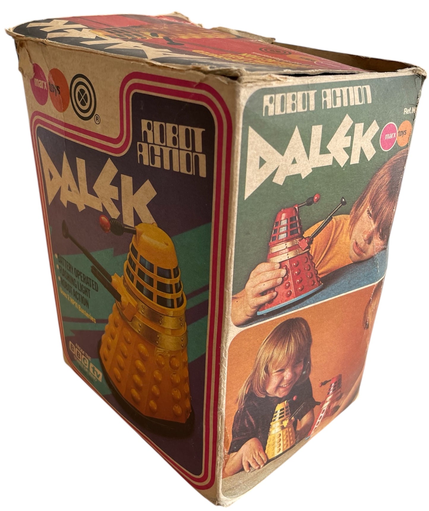 Vintage Louis Marx 1974 Doctor Dr Who Robot Action Battery Operated Red Dalek - Fully Working In The Original Box