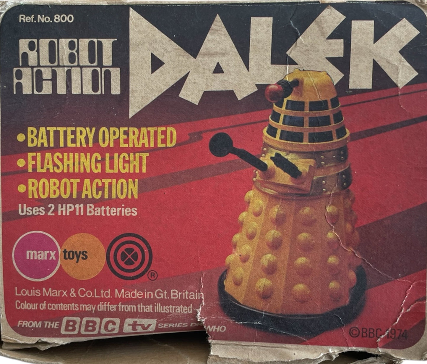Vintage Louis Marx 1974 Doctor Dr Who Robot Action Battery Operated Red Dalek - Fully Working In The Original Box
